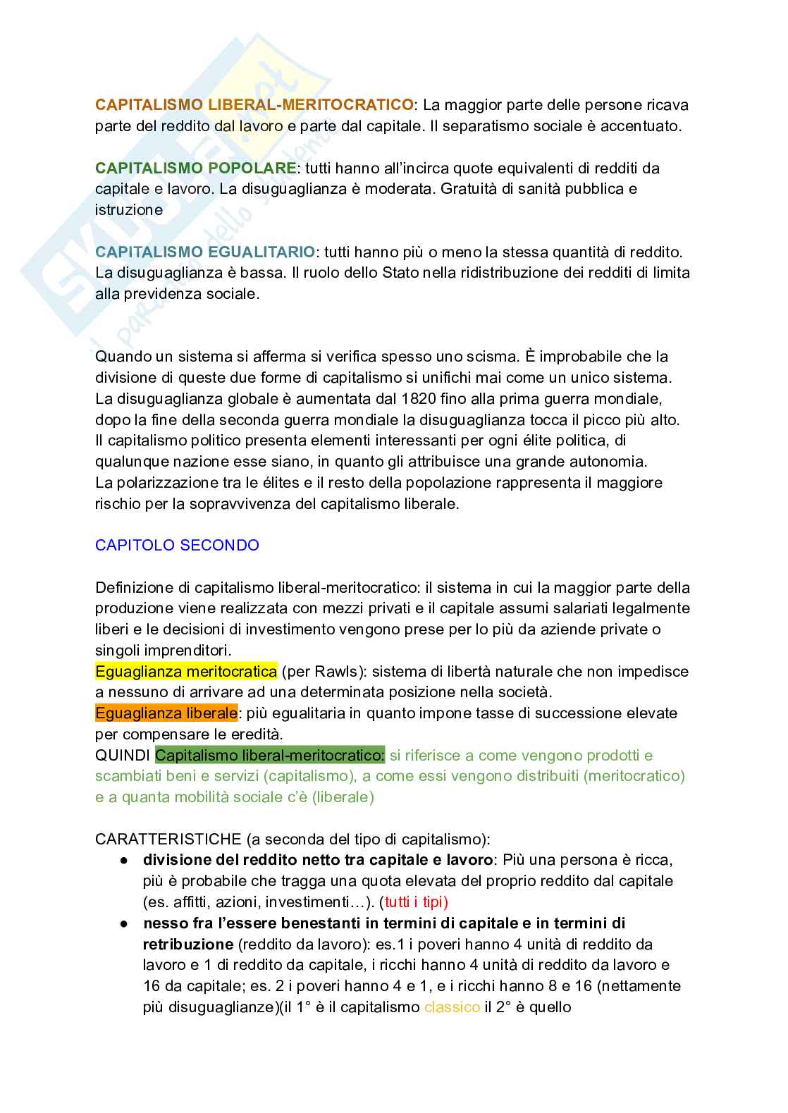 Riassunto esame Filosofia delle scienze sociali, Prof. Bianchin Matteo, libro consigliato Capitalismo contro capitalismo , Milanovic  Pag. 2