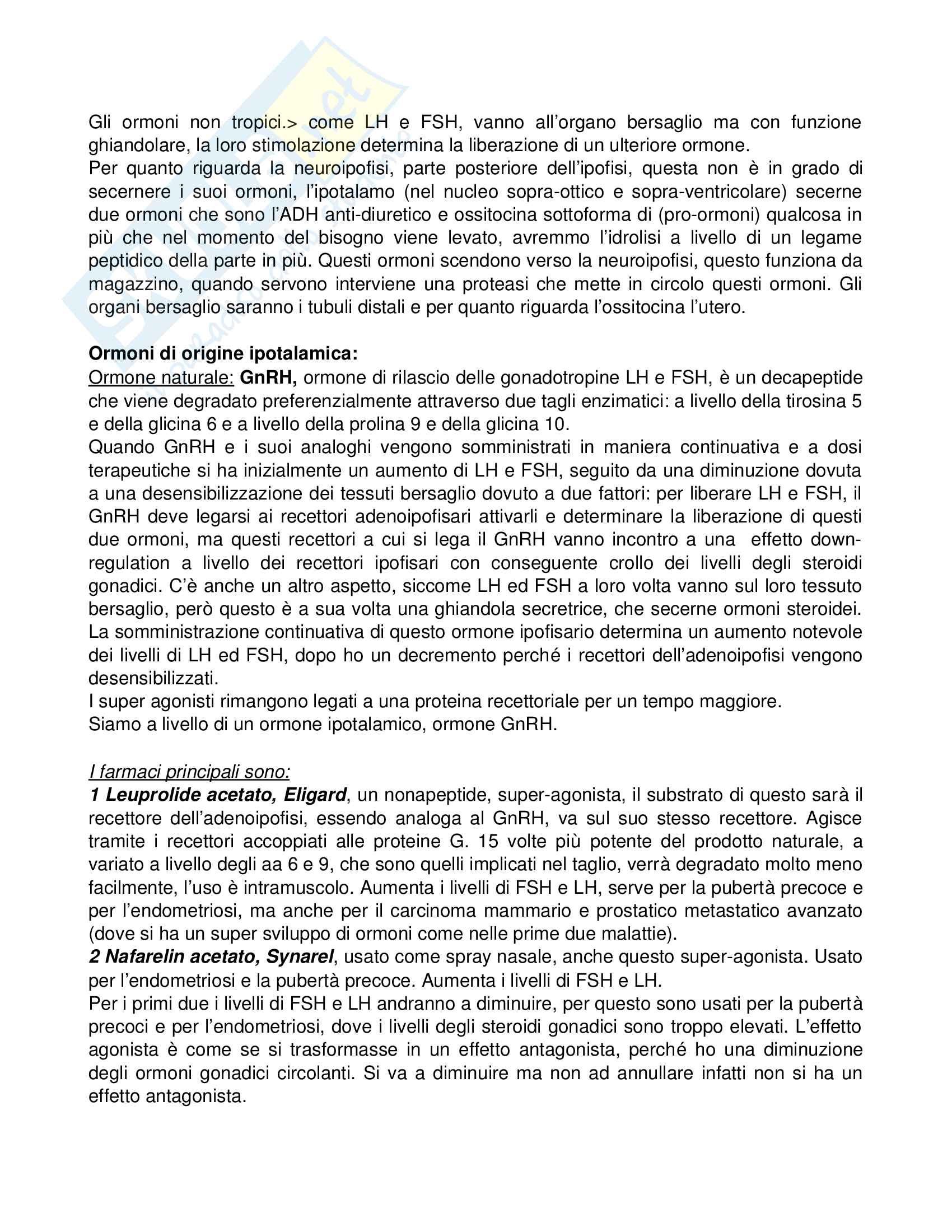 Analoghi di ormoni peptidici e steroidei Pag. 2