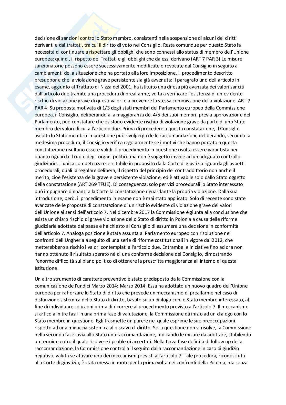 Riassunto esame Diritto dell'unione europea, Prof. Messina Michele, libro consigliato Istituzioni di diritto dell'Unione Europea, Ugo Villani Pag. 16