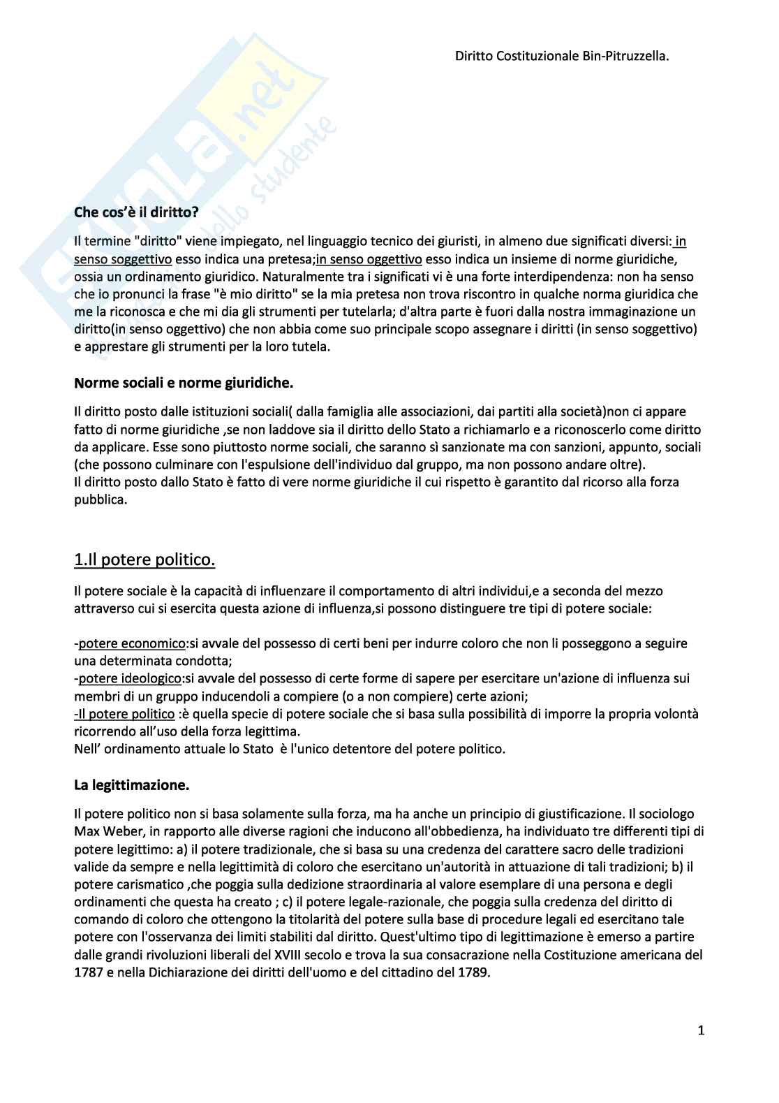 Appunti di Diritto costituzionale Pag. 1