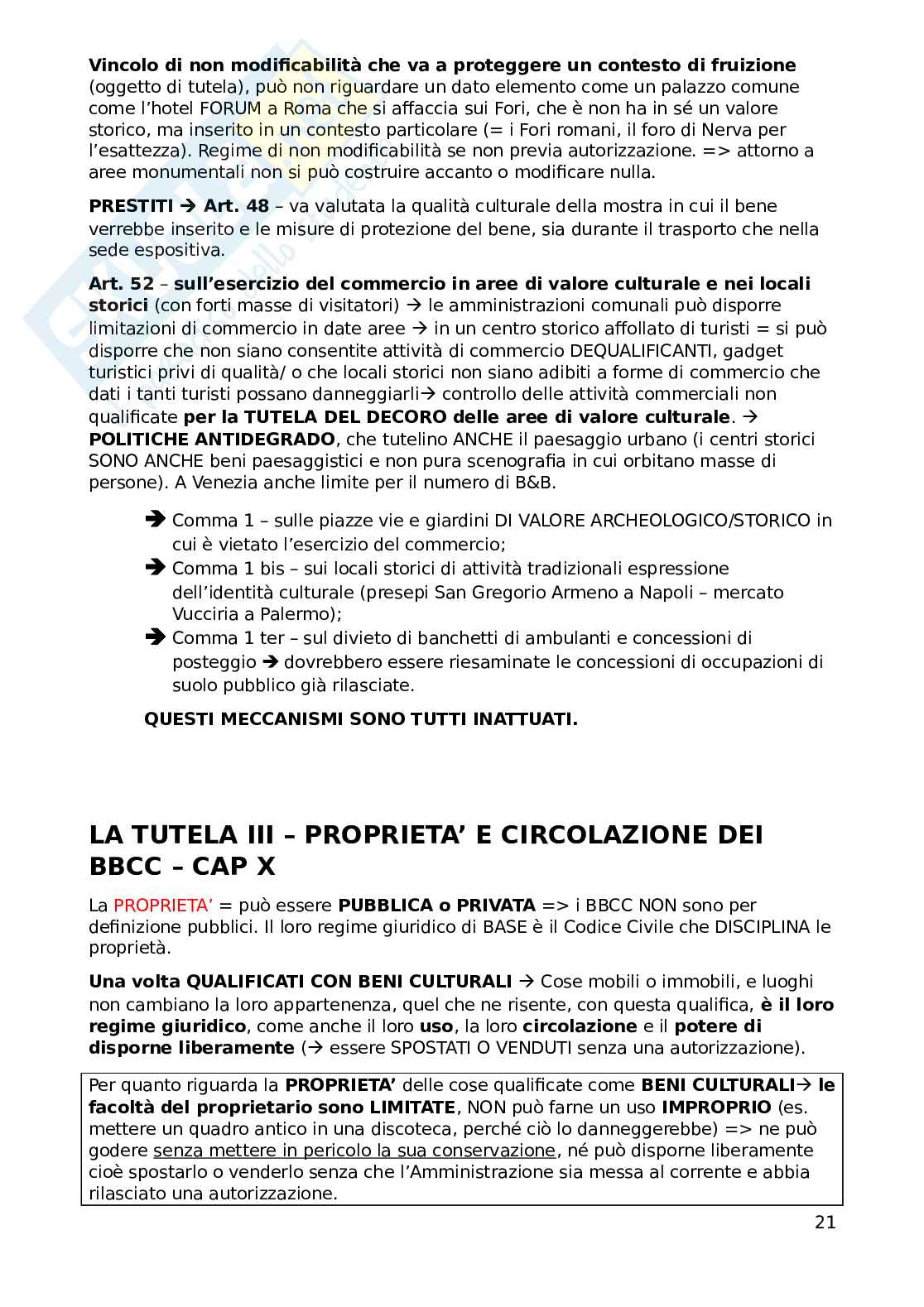 Riassunto esame Diritto, Prof. Amorosino Sandro, libro consigliato Diritto dei Beni Culturali, Amorosino Pag. 21