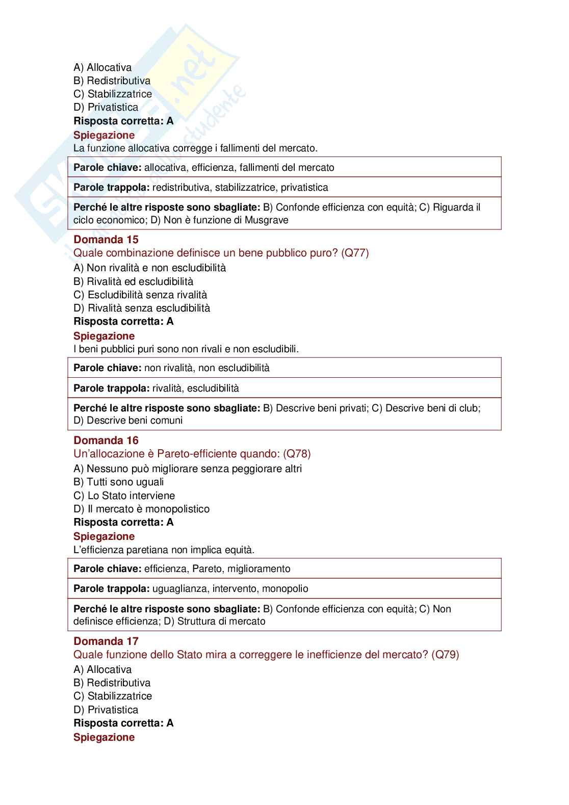 8 Simulazioni d’esame per superare l’esame di Politica economica e scienza delle finanze Pag. 26