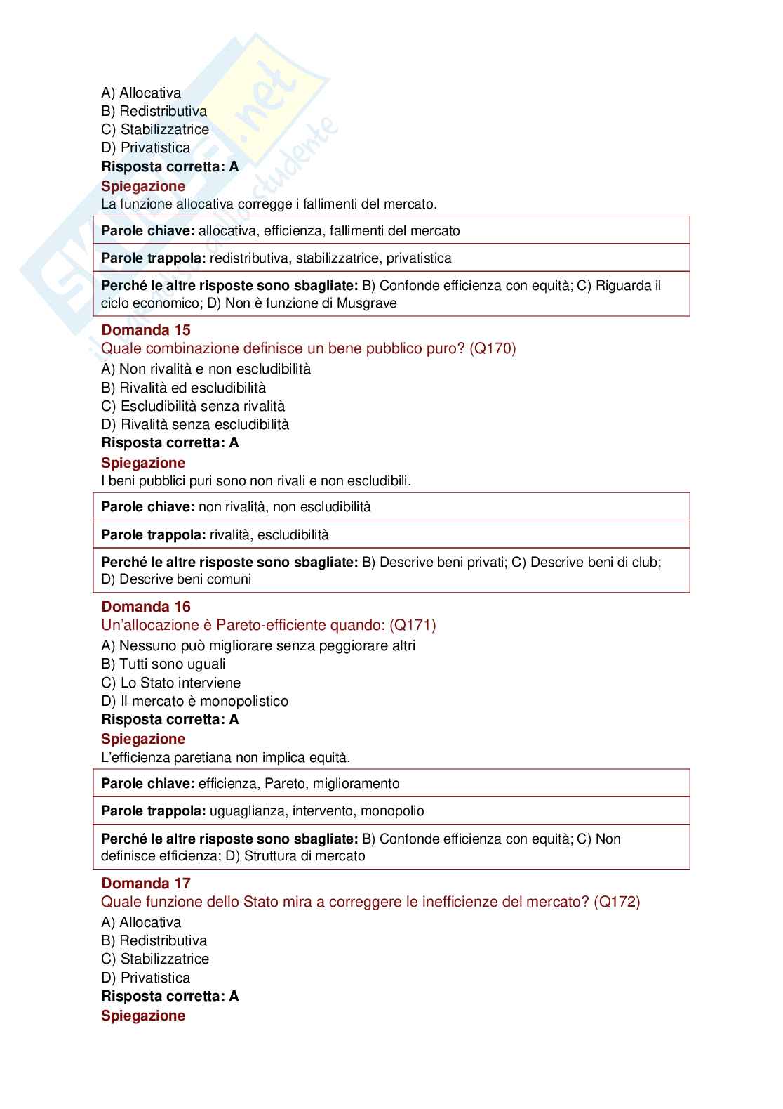 8 Simulazioni d’esame per superare l’esame di Politica economica e scienza delle finanze Pag. 56