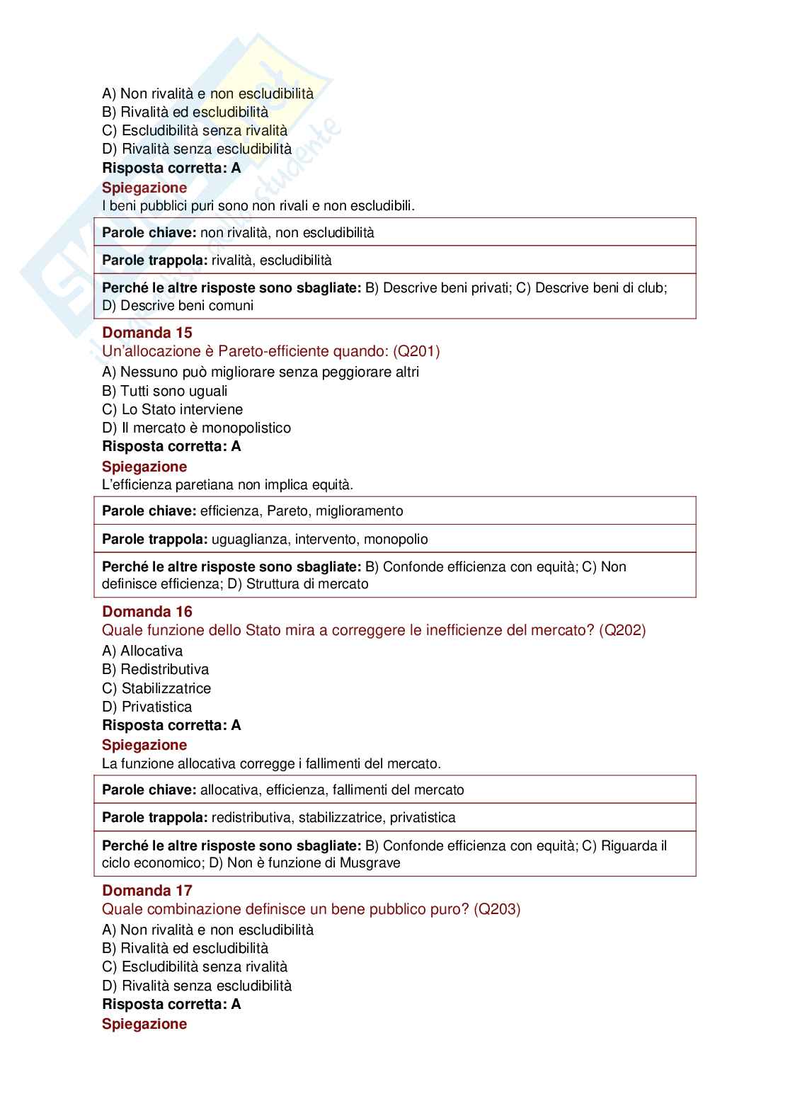 8 Simulazioni d’esame per superare l’esame di Politica economica e scienza delle finanze Pag. 66