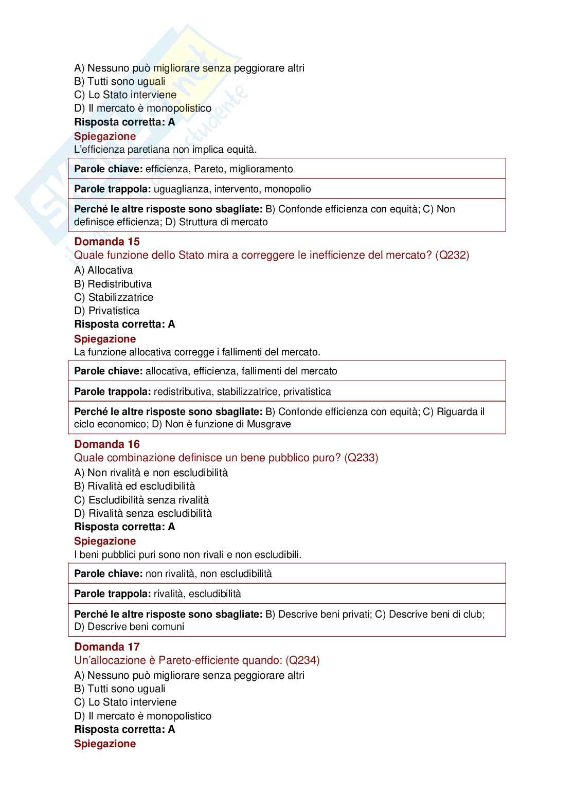 8 Simulazioni d’esame per superare l’esame di Politica economica e scienza delle finanze Pag. 76