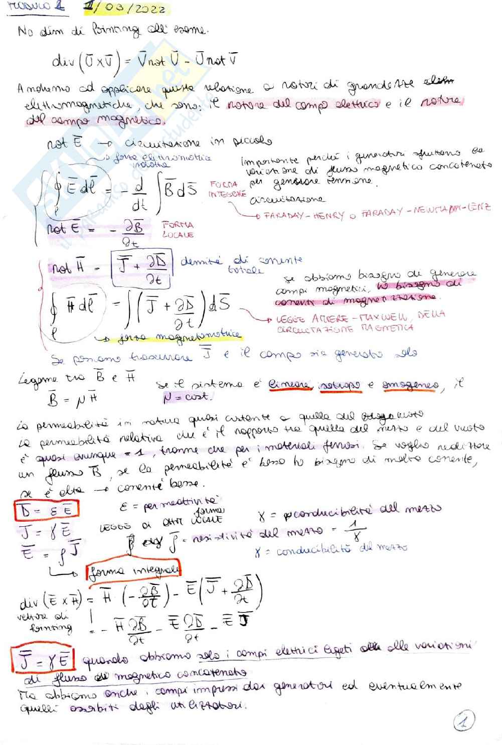 Appunti ed esercizi modulo 1 di Sistemi di produzione e conversione dell'energia elettrica Pag. 1
