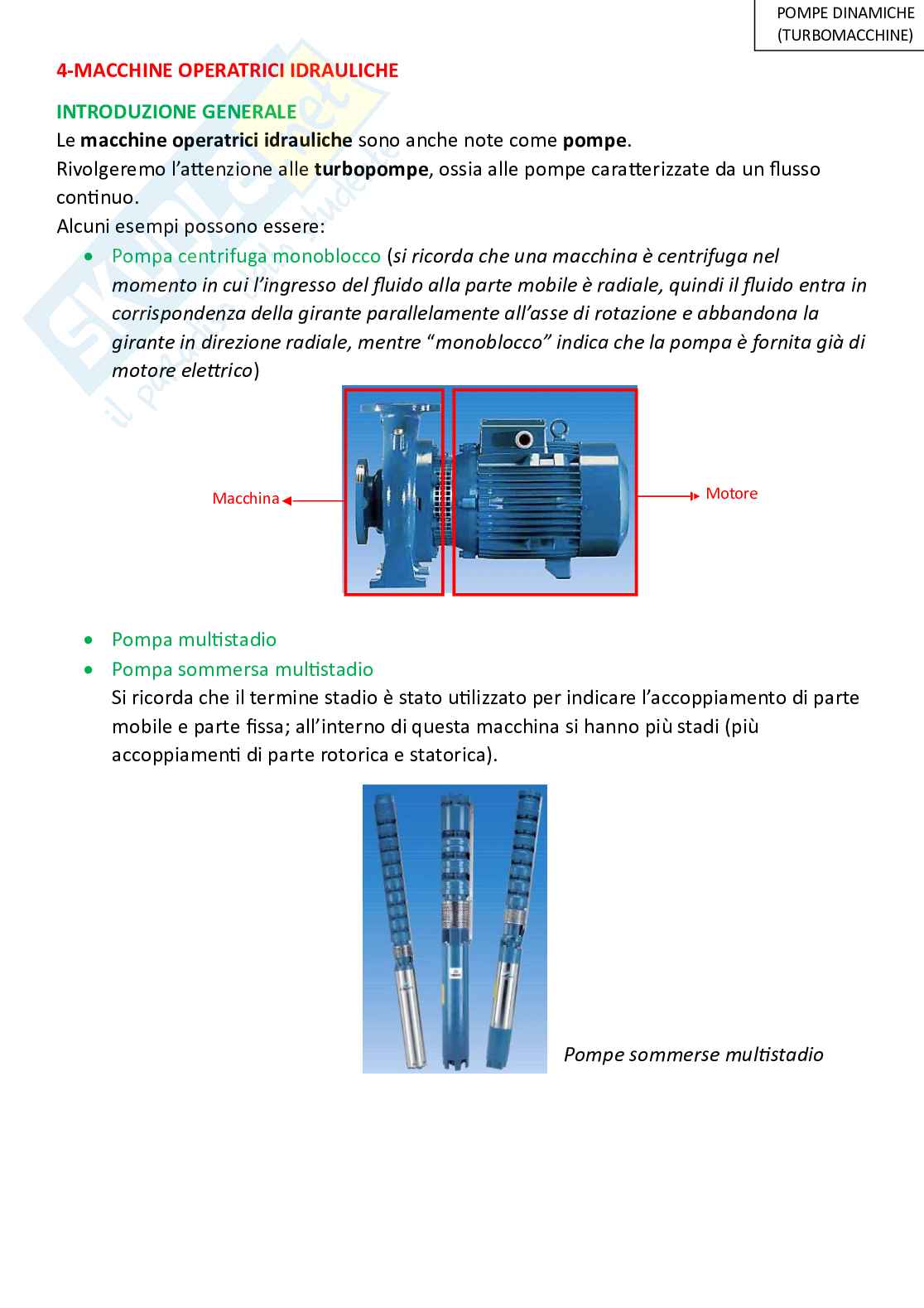 Sistemi energetici, parte 4 - Macchine operatrici idrauliche Pag. 1