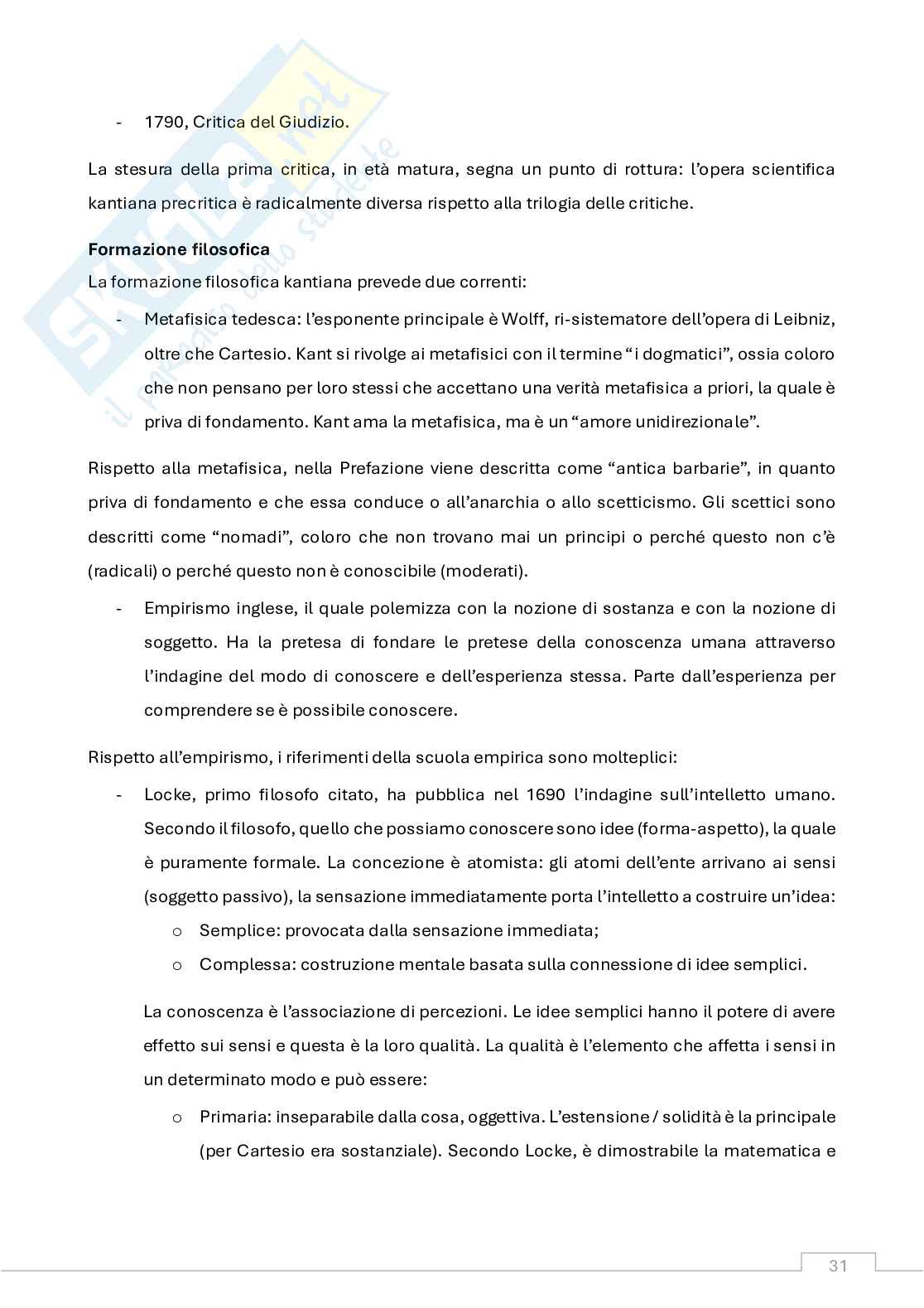 Appunti Storia della filosofia moderna e contemporanea (b)  Pag. 31
