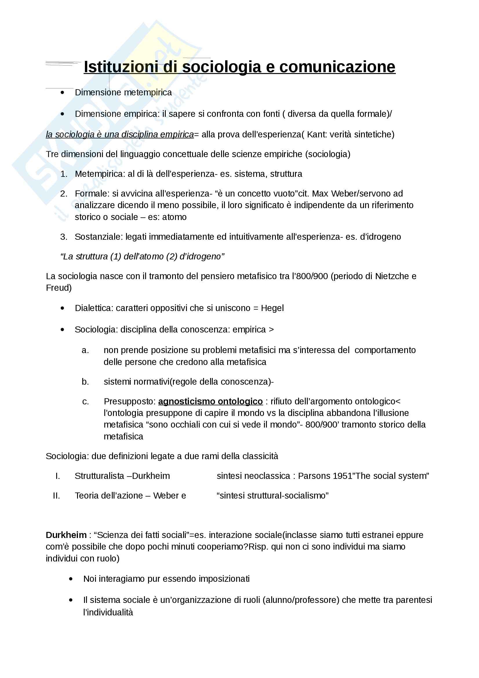 Storicità e storia della sociologia, Sociologia della comunicazione Pag. 1