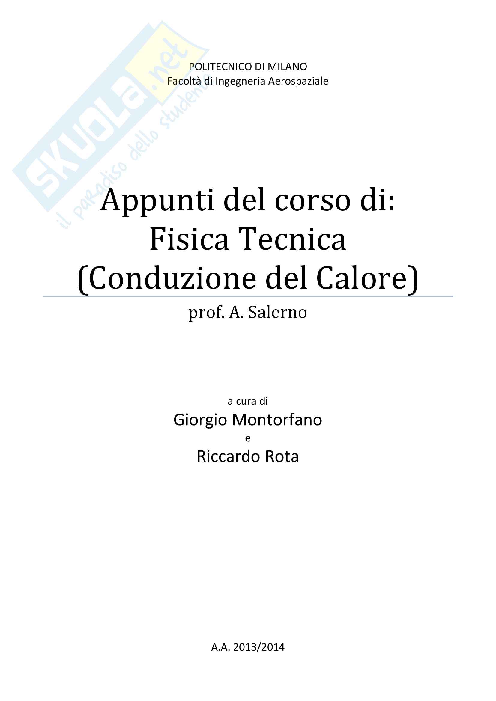 Appunti di Fisica Tecnica (Conduzione) Pag. 1