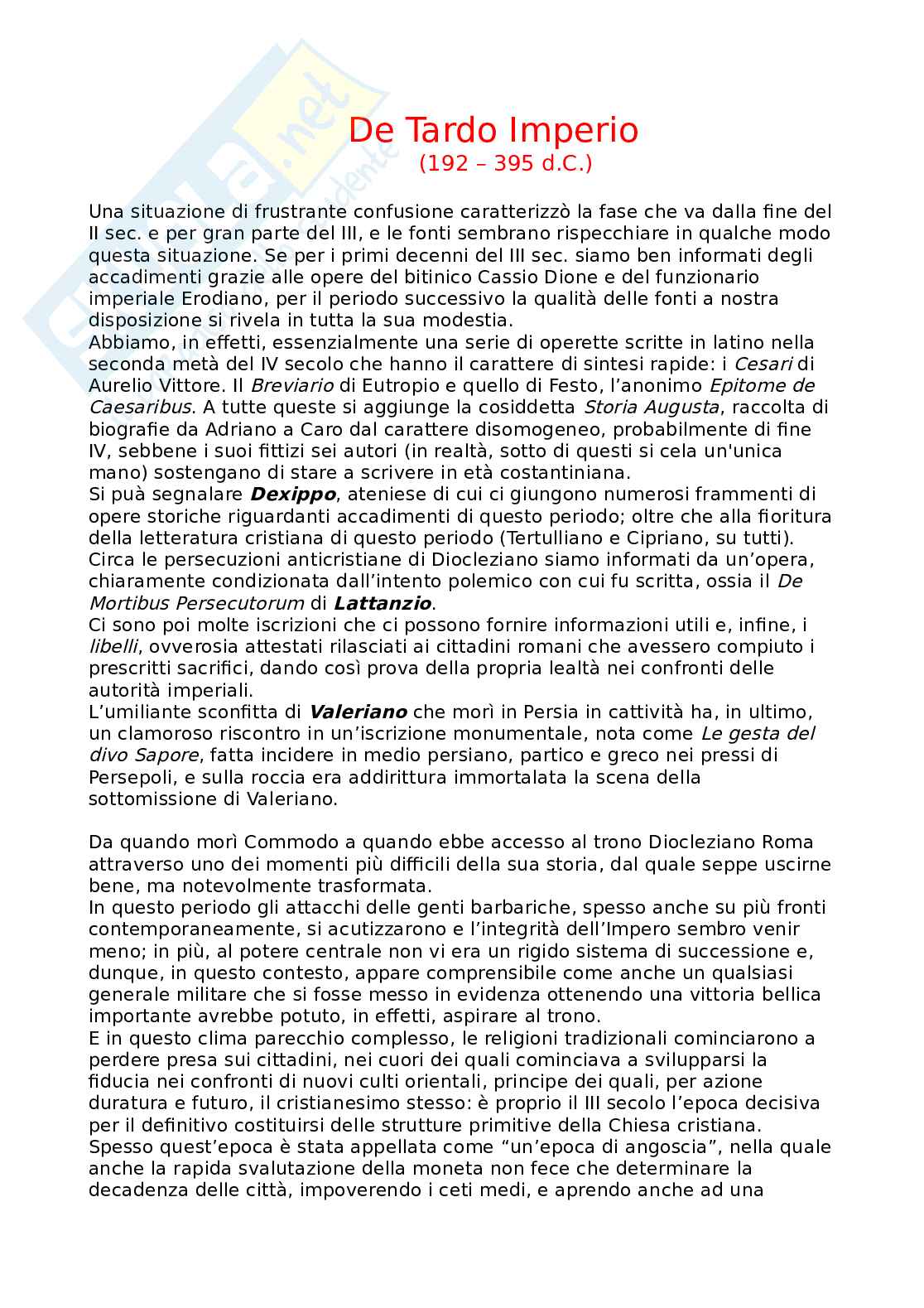 Riassunto esame Storia romana, Prof. Tantillo Ignazio, libro consigliato Storia romana, Gerace, Marcone Pag. 1