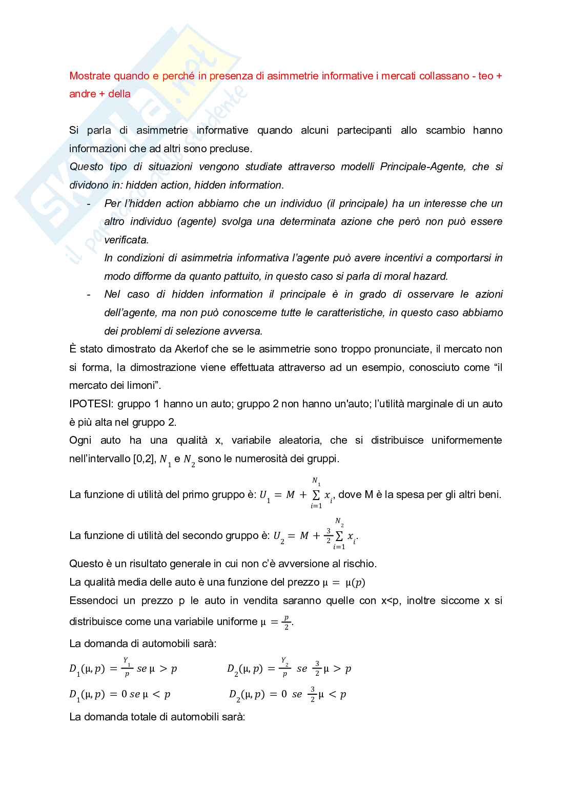 Domande aperte Economia dei mercati monetari e finanziari Pag. 6