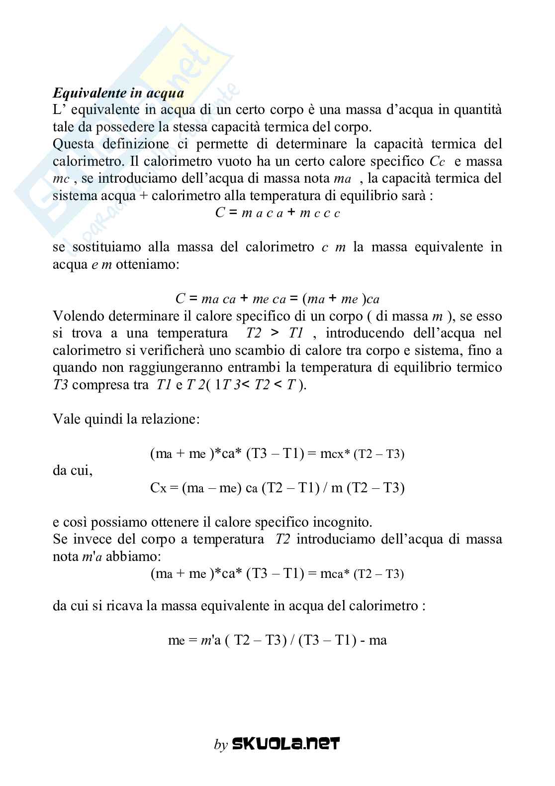 Laboratorio - Calorimetro ad acqua Pag. 2