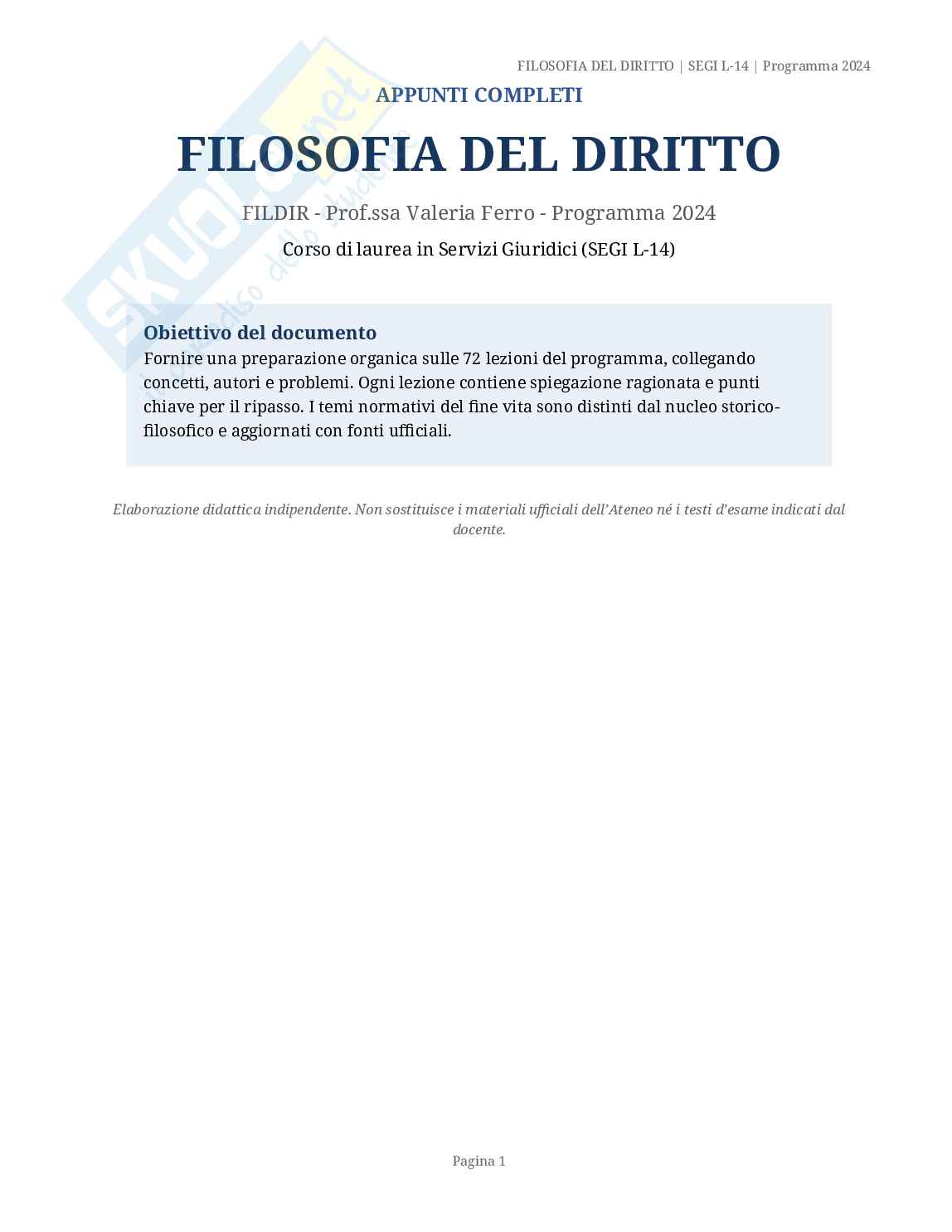 Appunti di Filosofia del diritto  Pag. 1