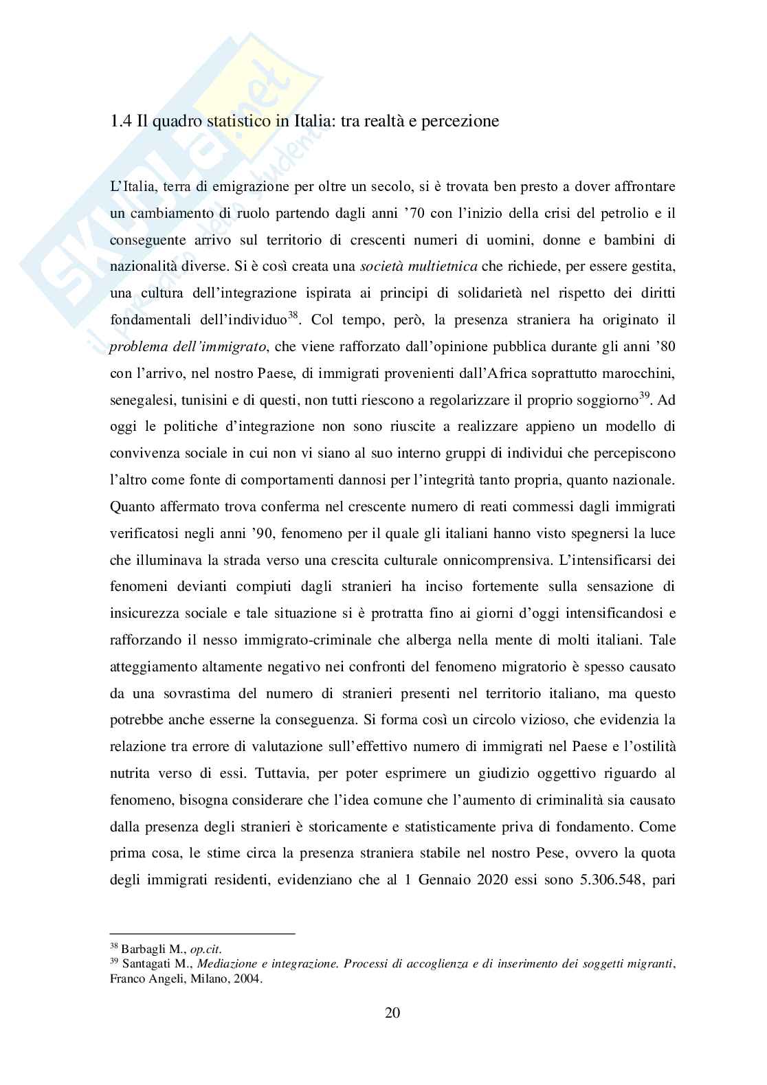 Tra percezione e realtà: l’immigrazione e il  problematico rapporto con la criminalità Pag. 21