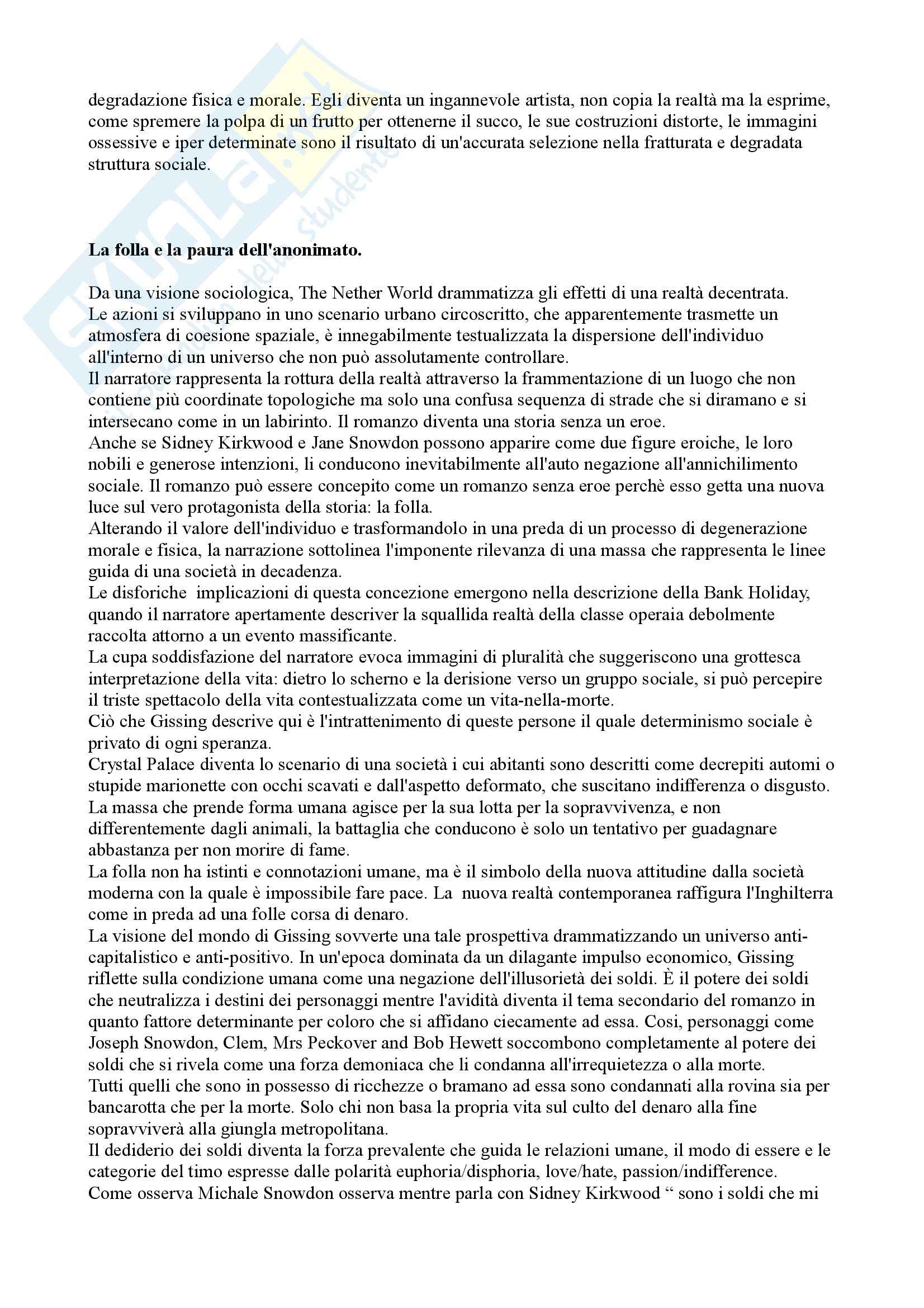 Letteratura inglese - The Nether World : George Gissing, analisi Pag. 2