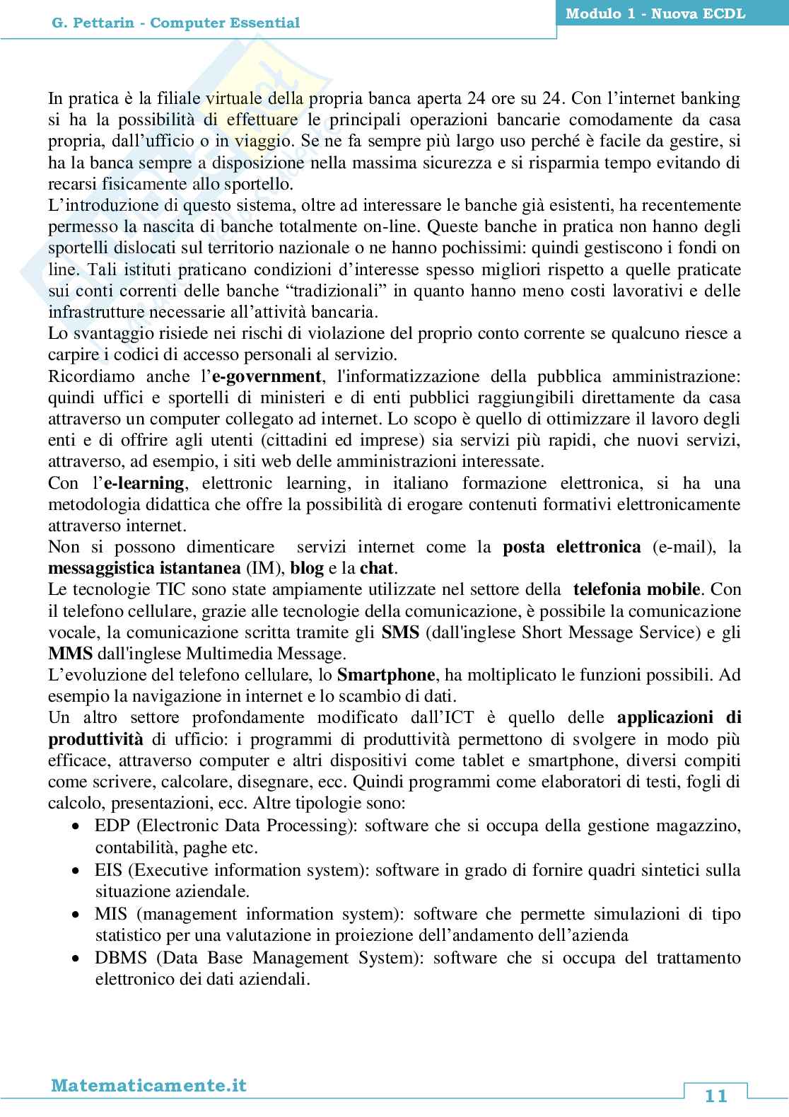 Nuova ECDL modulo 1, Computer Essential Pag. 11