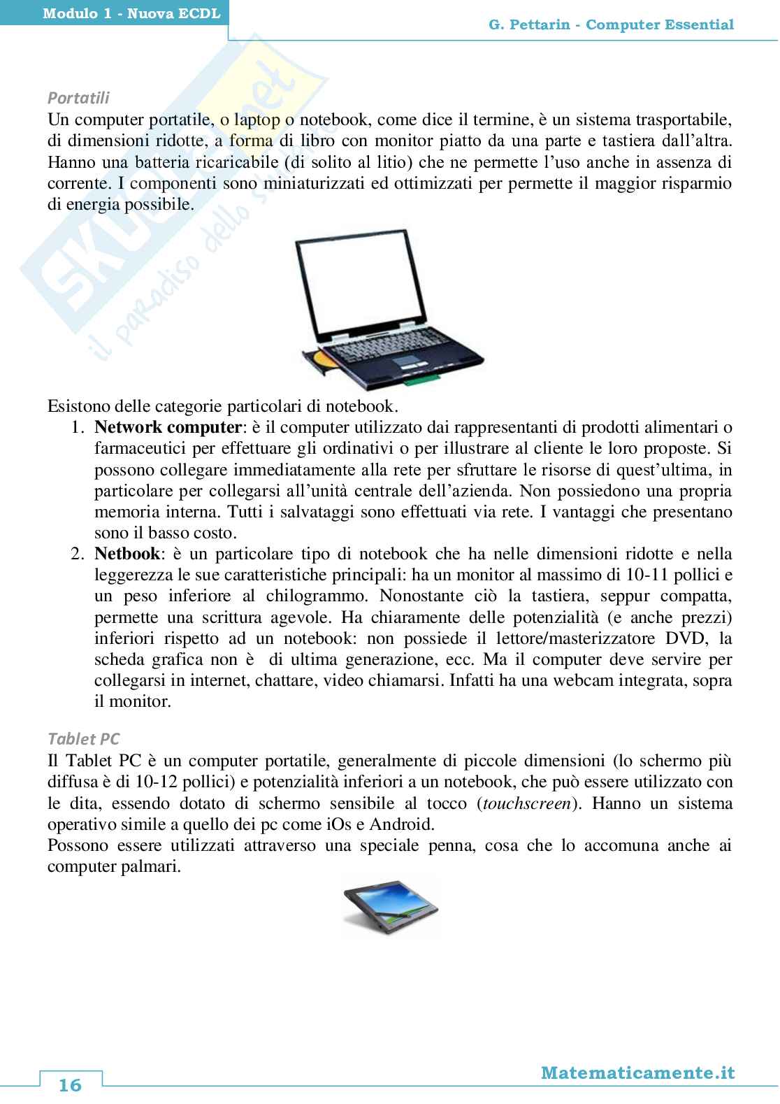 Nuova ECDL modulo 1, Computer Essential Pag. 16