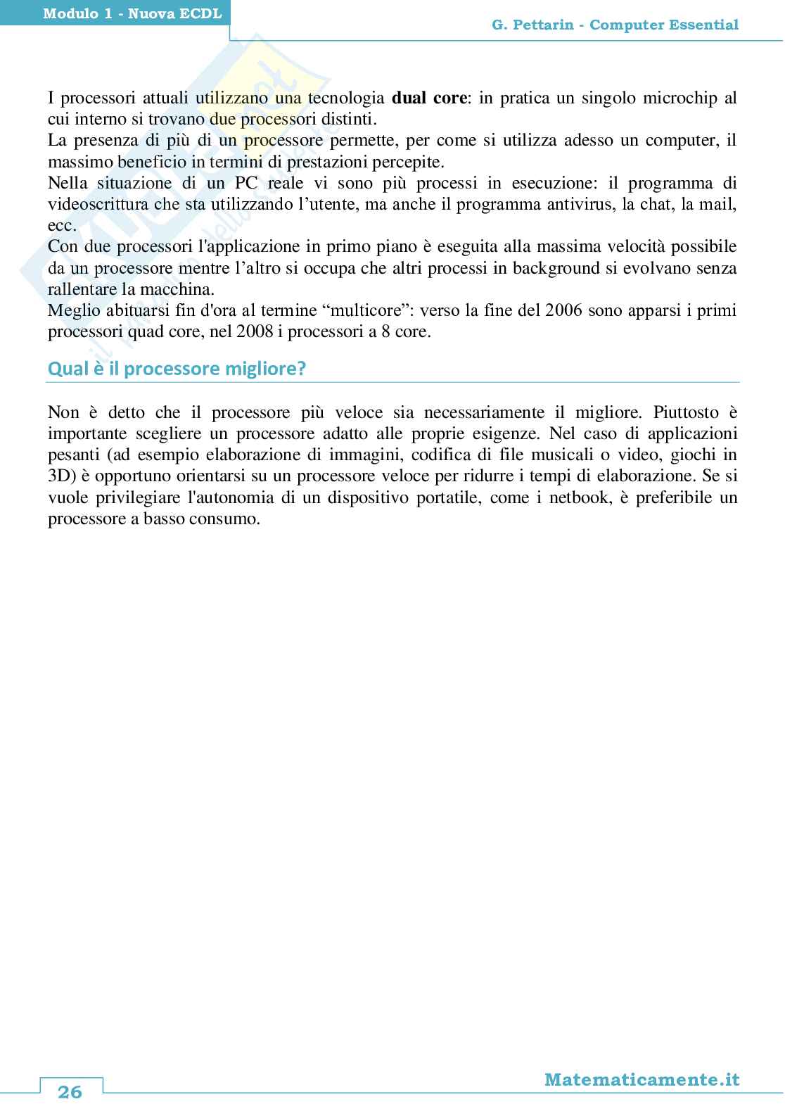 01. Nuova ECDL modulo 1: Computer essential (ebook) Pag. 26