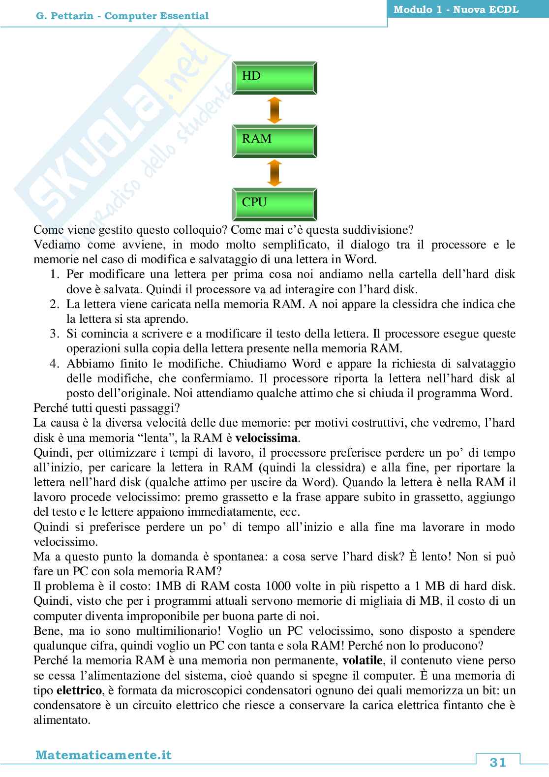 Nuova ECDL modulo 1, Computer Essential Pag. 31