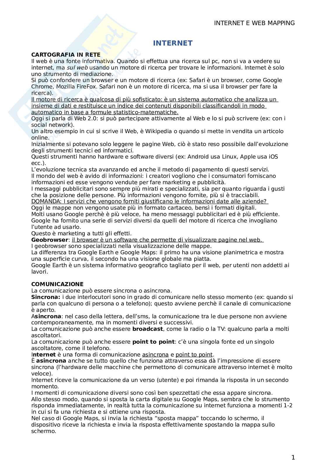 Internet e web mapping appunti - parte 1 Pag. 1