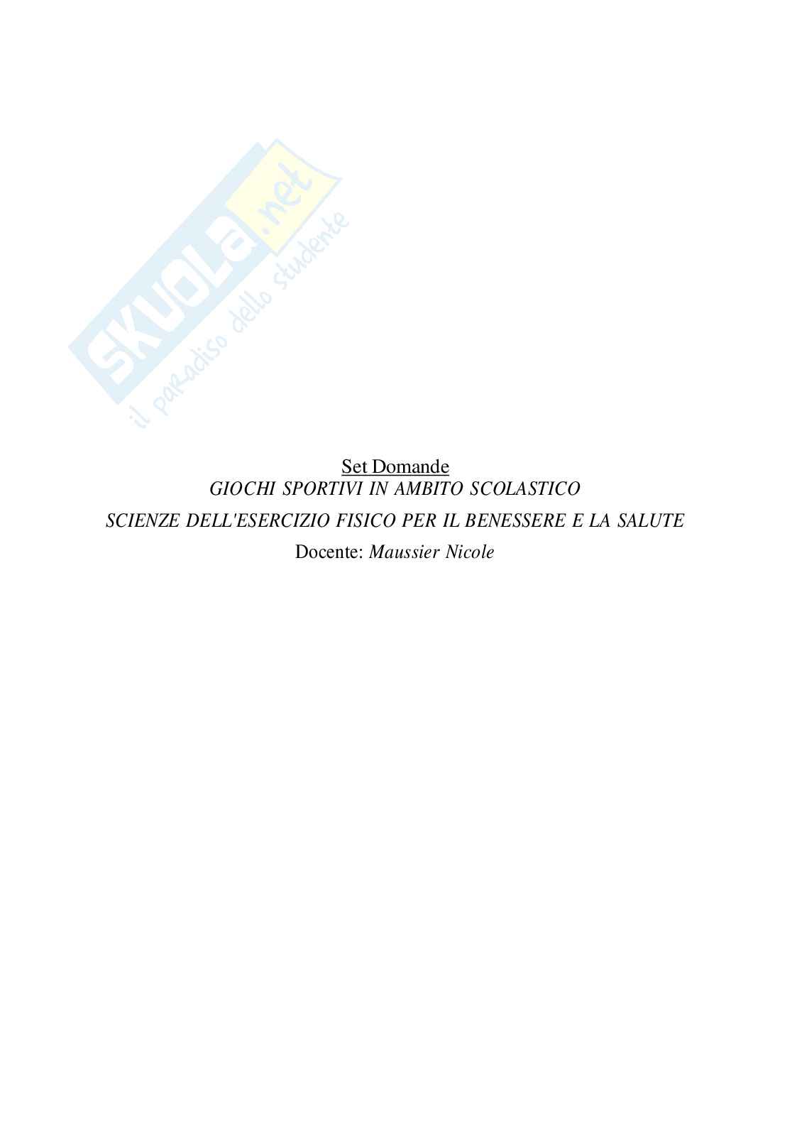 Paniere Giochi sportivi in ambito scolastico (2026) - Risposte multiple corrette Pag. 2