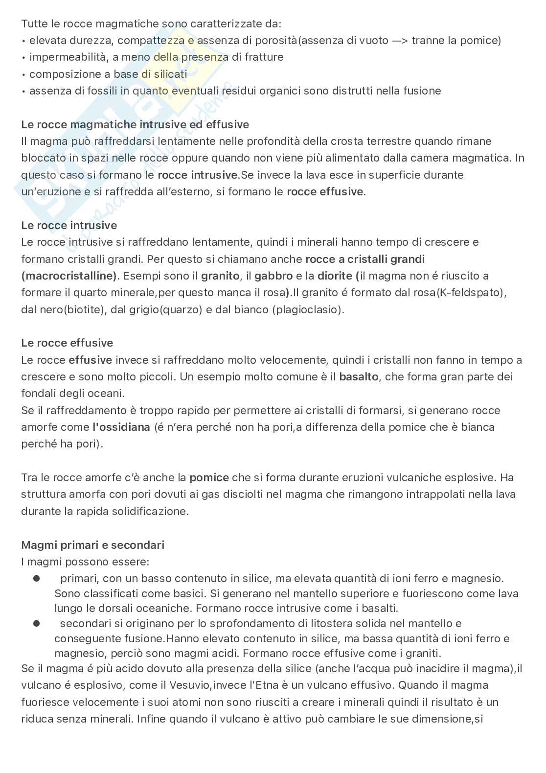 Geologia e petrografia: le  rocce magmatiche, sedimentarie, metamorfiche e la struttura dei minerali Pag. 2