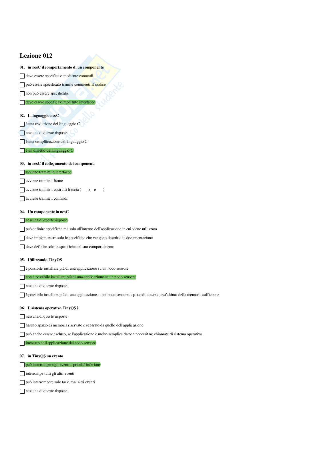 Paniere sistemi operativi mobili - risposte multiple Pag. 21