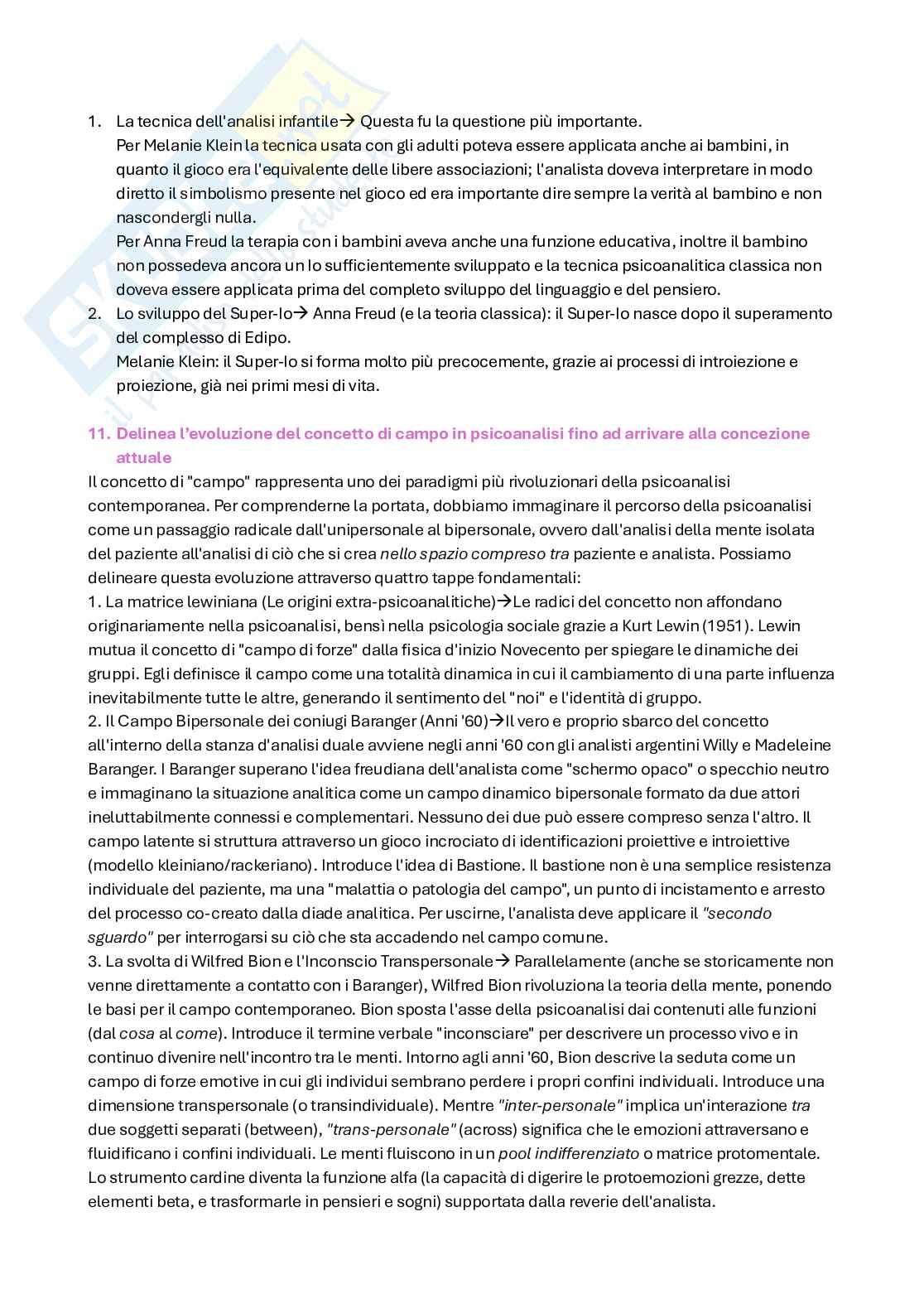 Domande e risposte esame di Psicologia dinamica progredita  Pag. 6