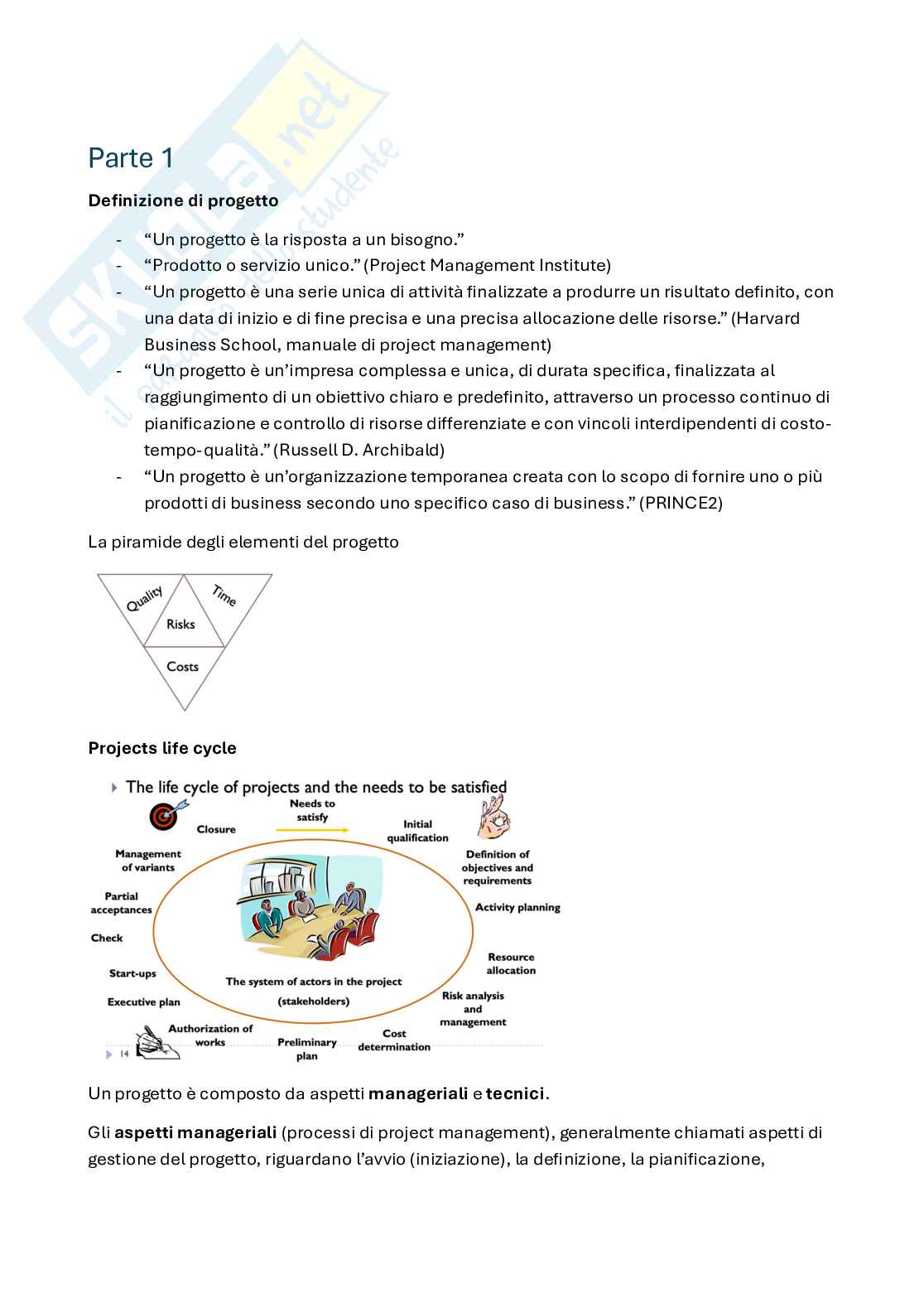 Appunti Project management (in italiano) Pag. 1