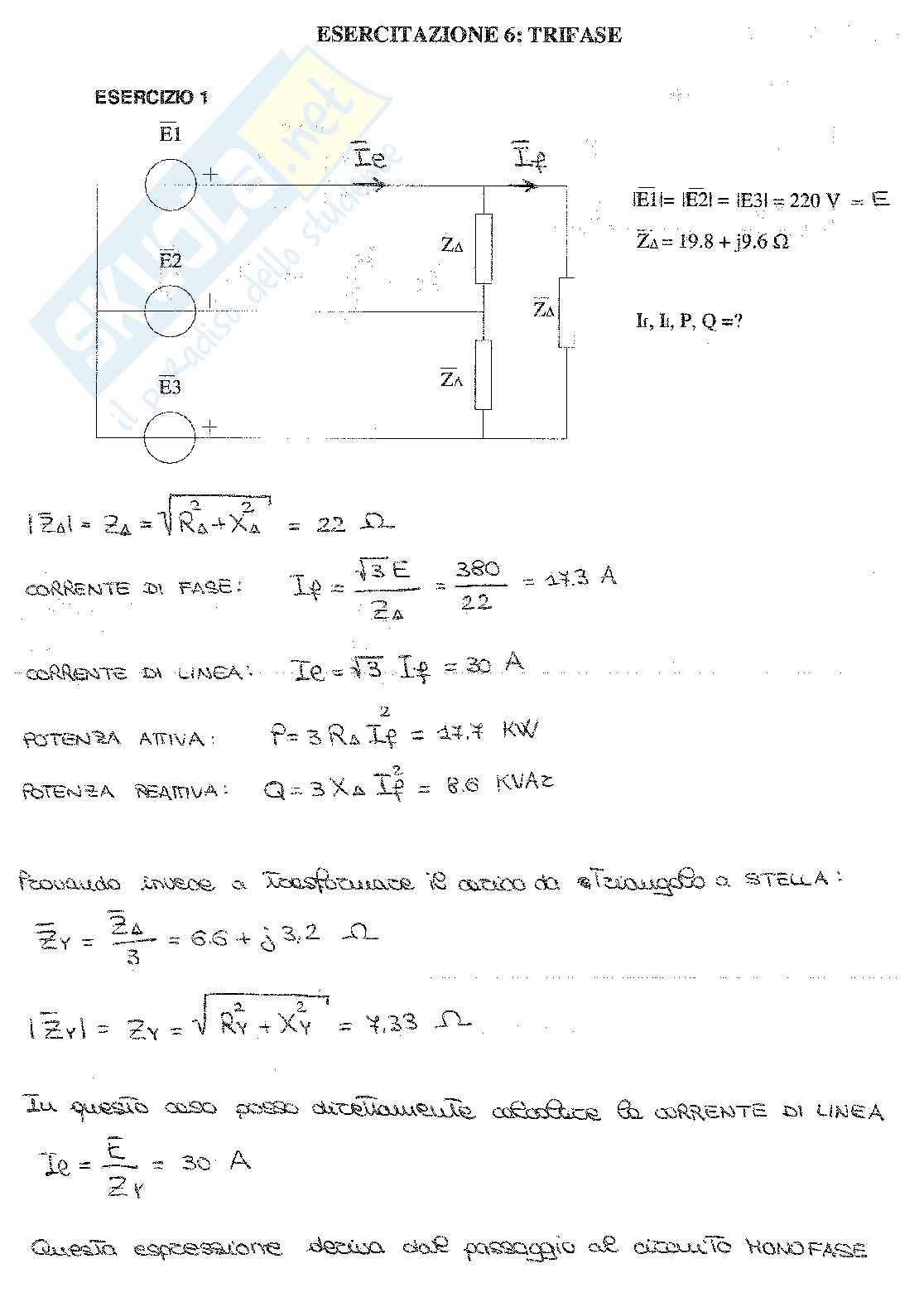 Esercizi di Elettrotecnica e macchine elettriche sui sistemi trifase Pag. 1