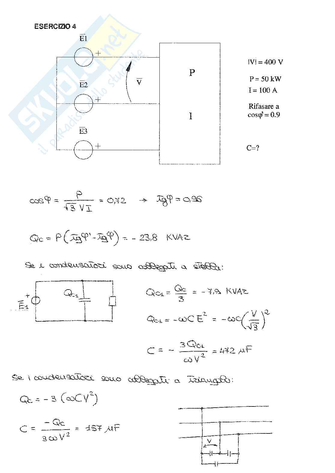 Esercizi di Elettrotecnica e macchine elettriche sui sistemi trifase Pag. 6