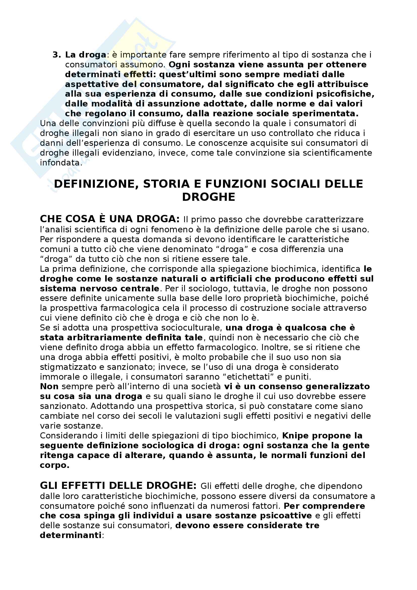 Riassunto esame Sociologia dei diritti fondamentali, Prof. Verga, libro consigliato il consumo di droghe, Scarscelli Pag. 2