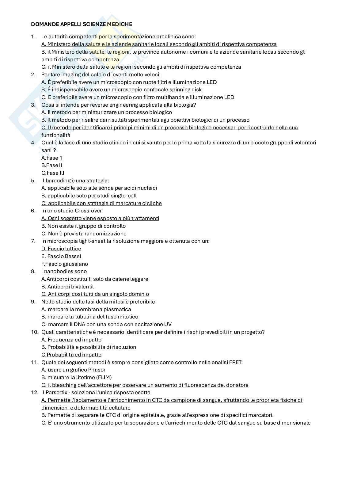 Domande principali di Scienze mediche applicate Pag. 1