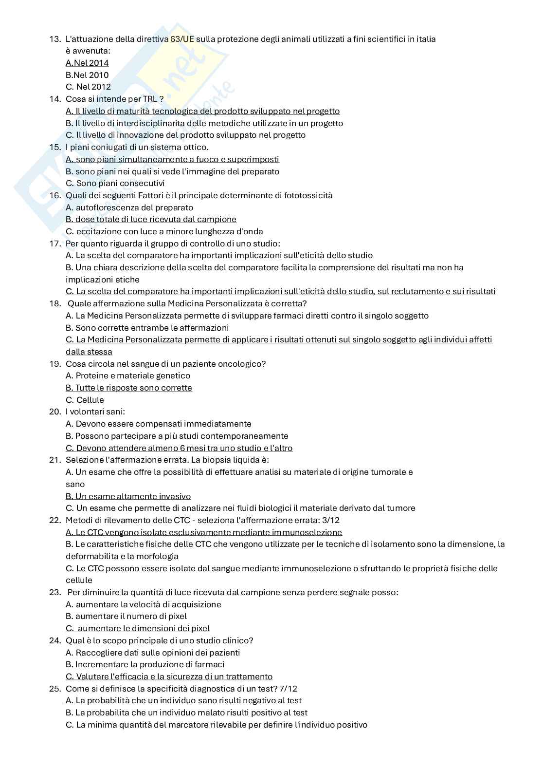 Domande principali di Scienze mediche applicate Pag. 2