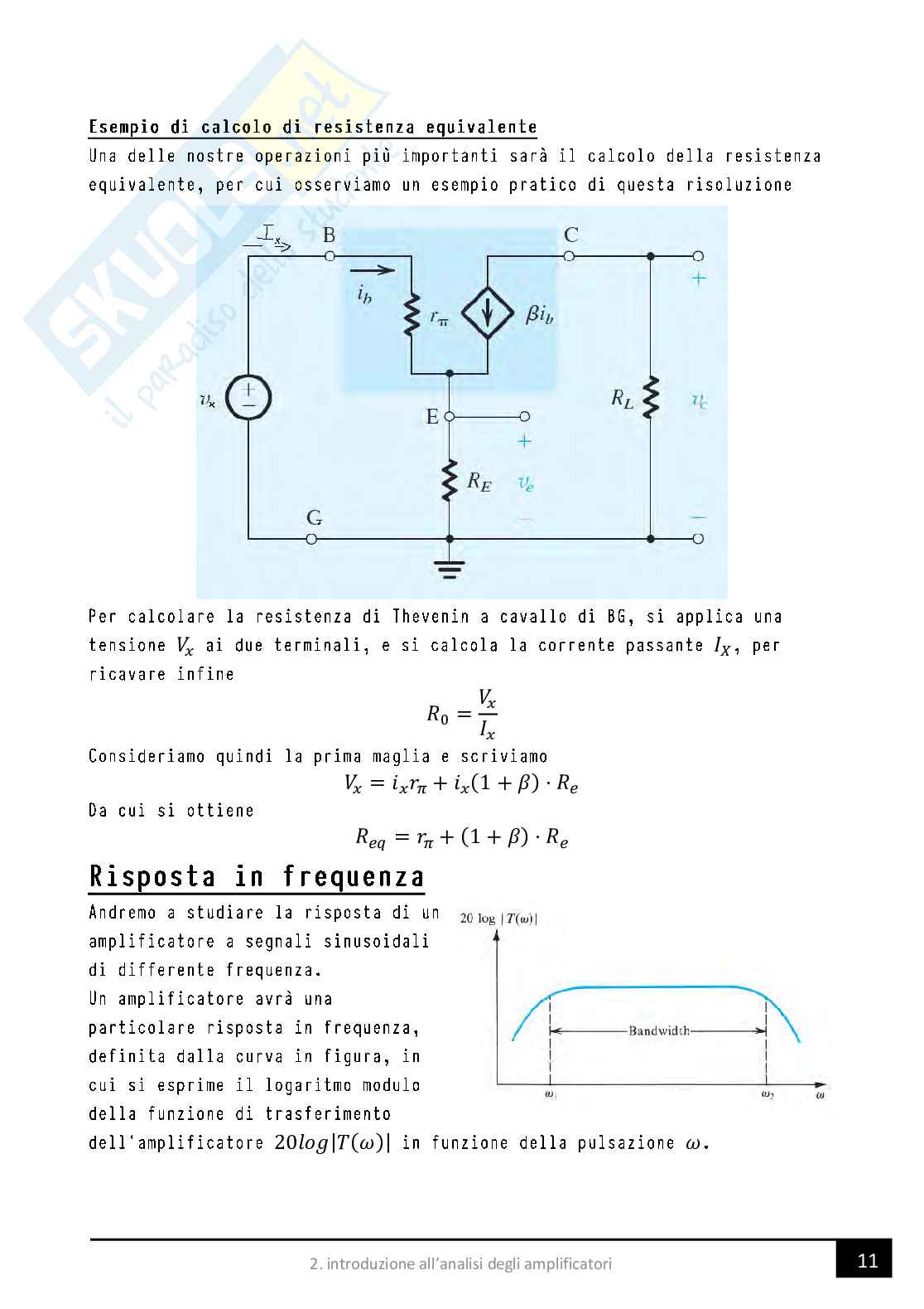 Introduzione all'analisi degli amplificatori  (2/4 capitoli del programma) Pag. 11