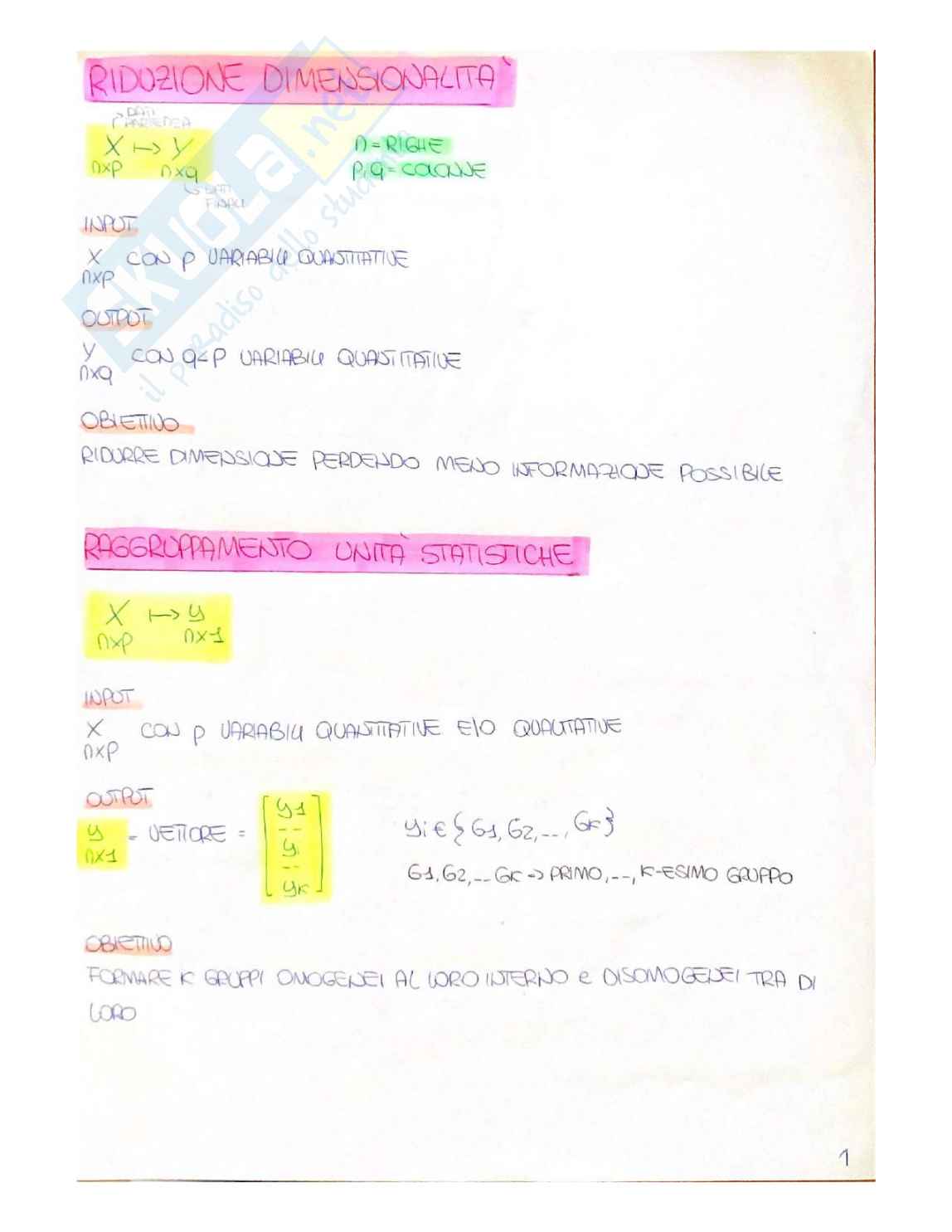 Appunti Analisi statistica multivariata - 2 modulo Pag. 1