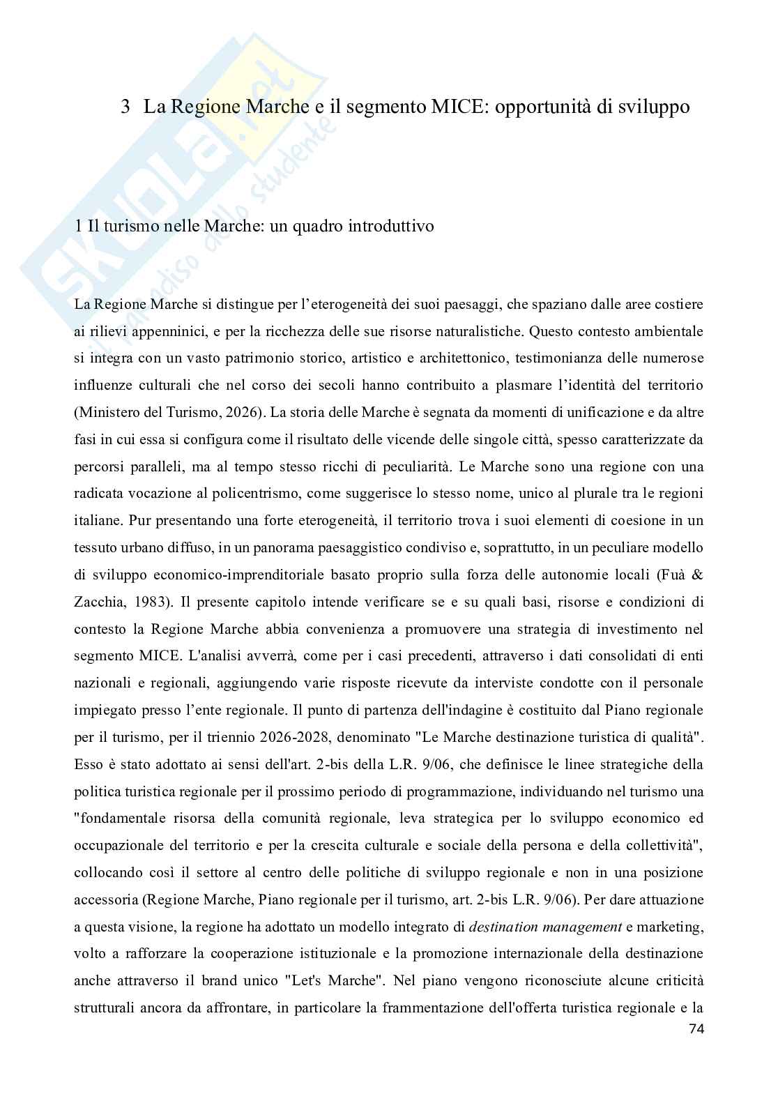 Meetings Incentives Conferences Exhibitions (MICE). Opportunità di sviluppo nelle Marche Pag. 76