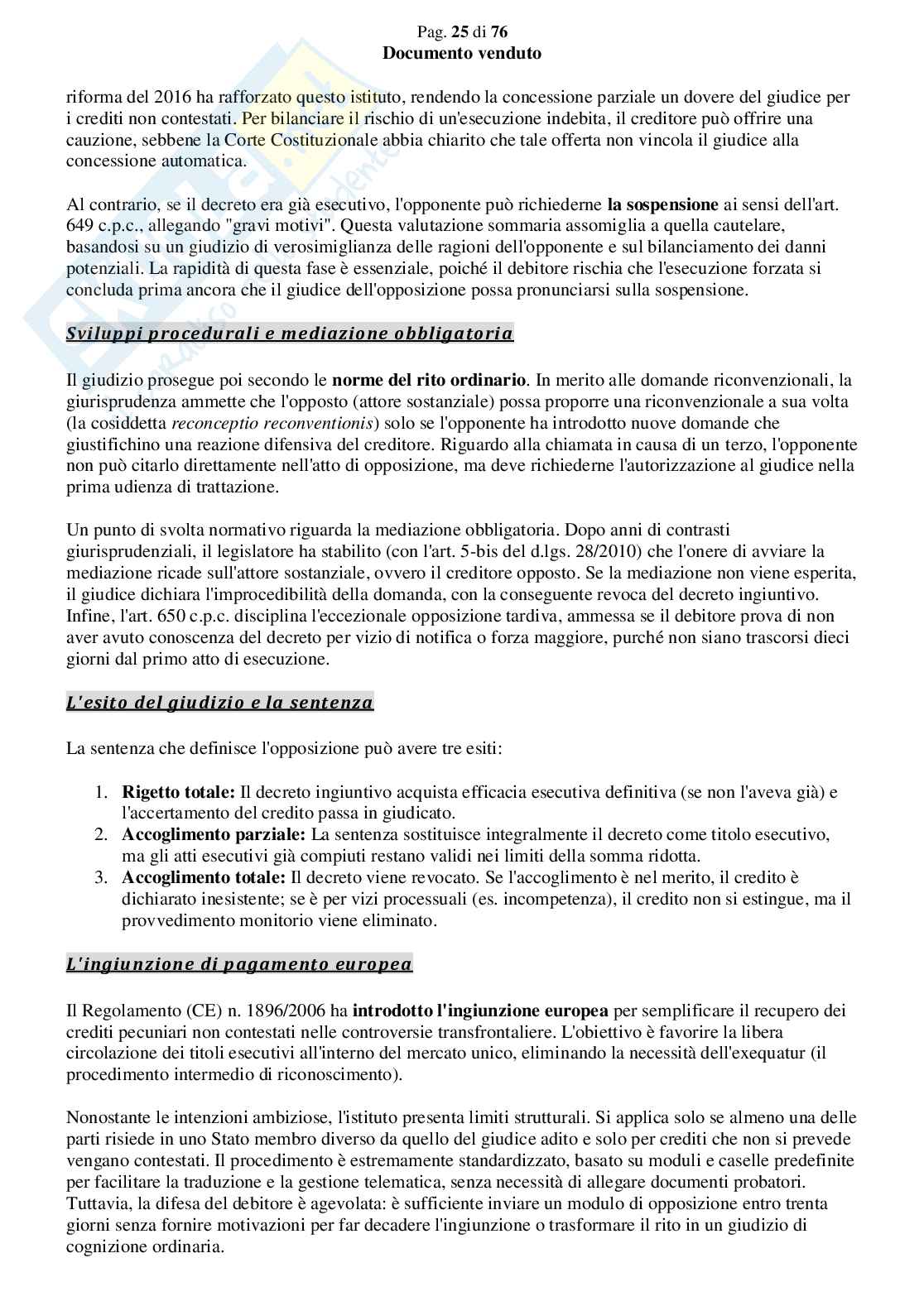 Riassunto esame Diritto processuale civile, Prof. Giussani Andrea, libro consigliato Argomenti di diritto processuale civile (2 modulo), Biavati Pag. 26