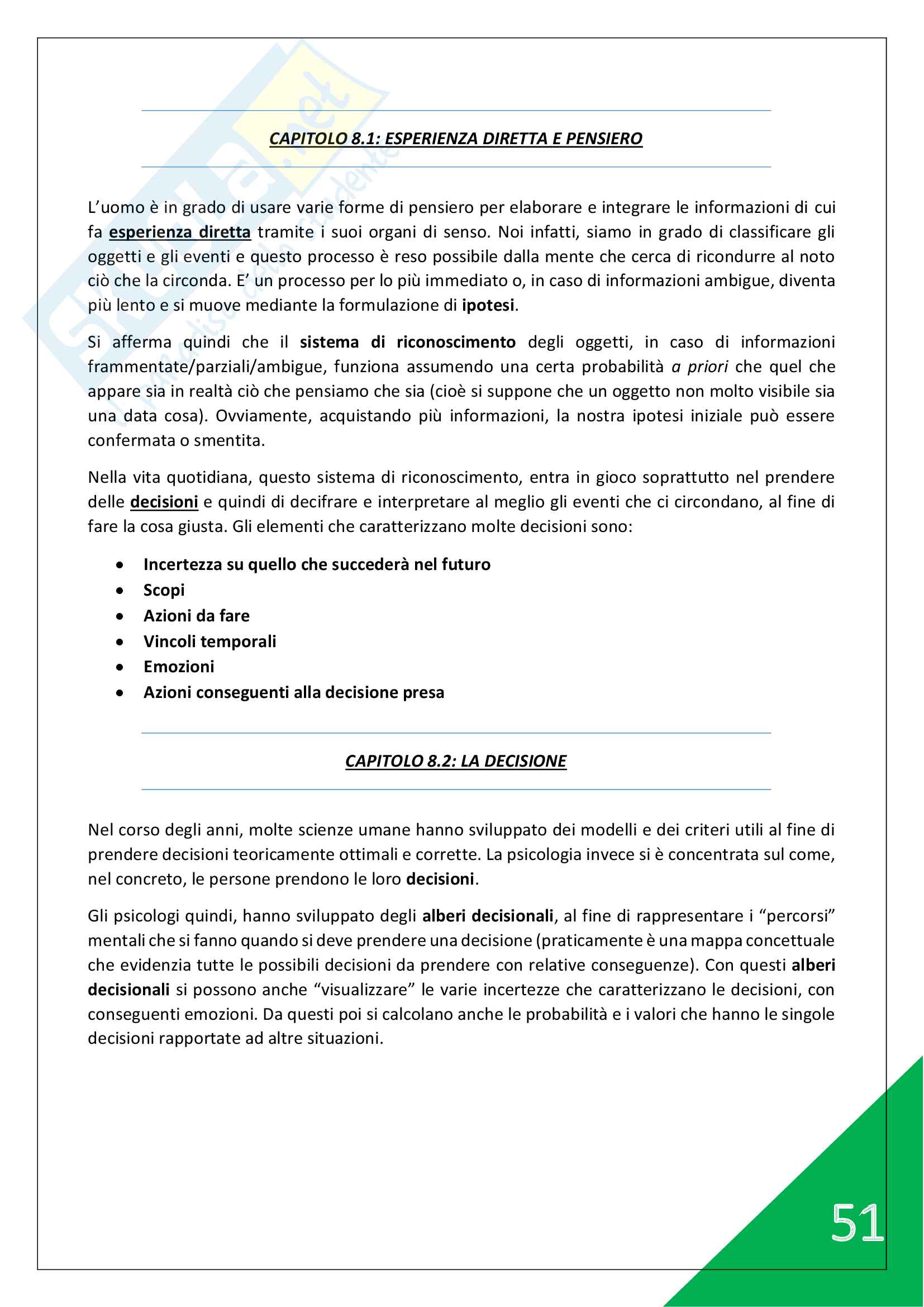 Psicologia generale e dello Sport - 1° Anno Scienze Motorie Pag. 51