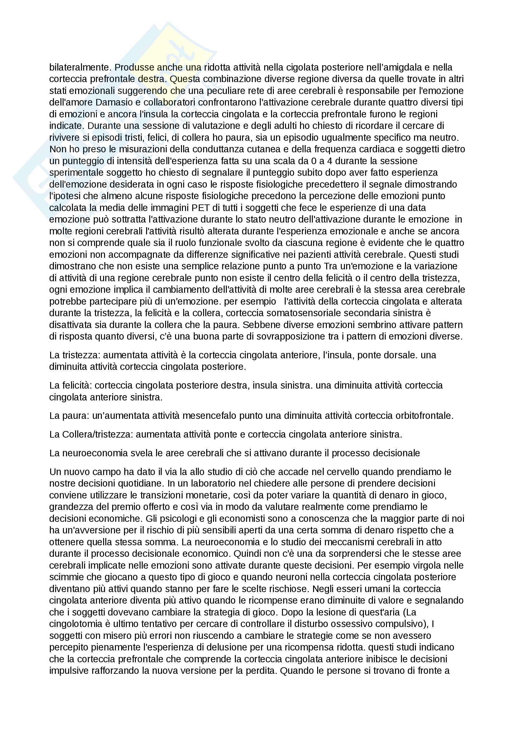 Riassunto dell'esame psicologia fisiologica Pag. 31