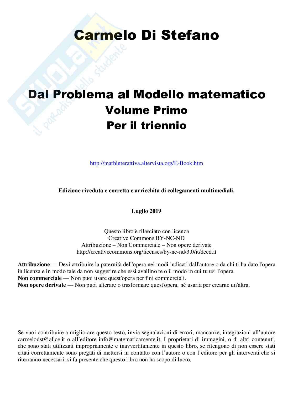 Dal problema al modello matematico - Volume 1 per il triennio Pag. 2