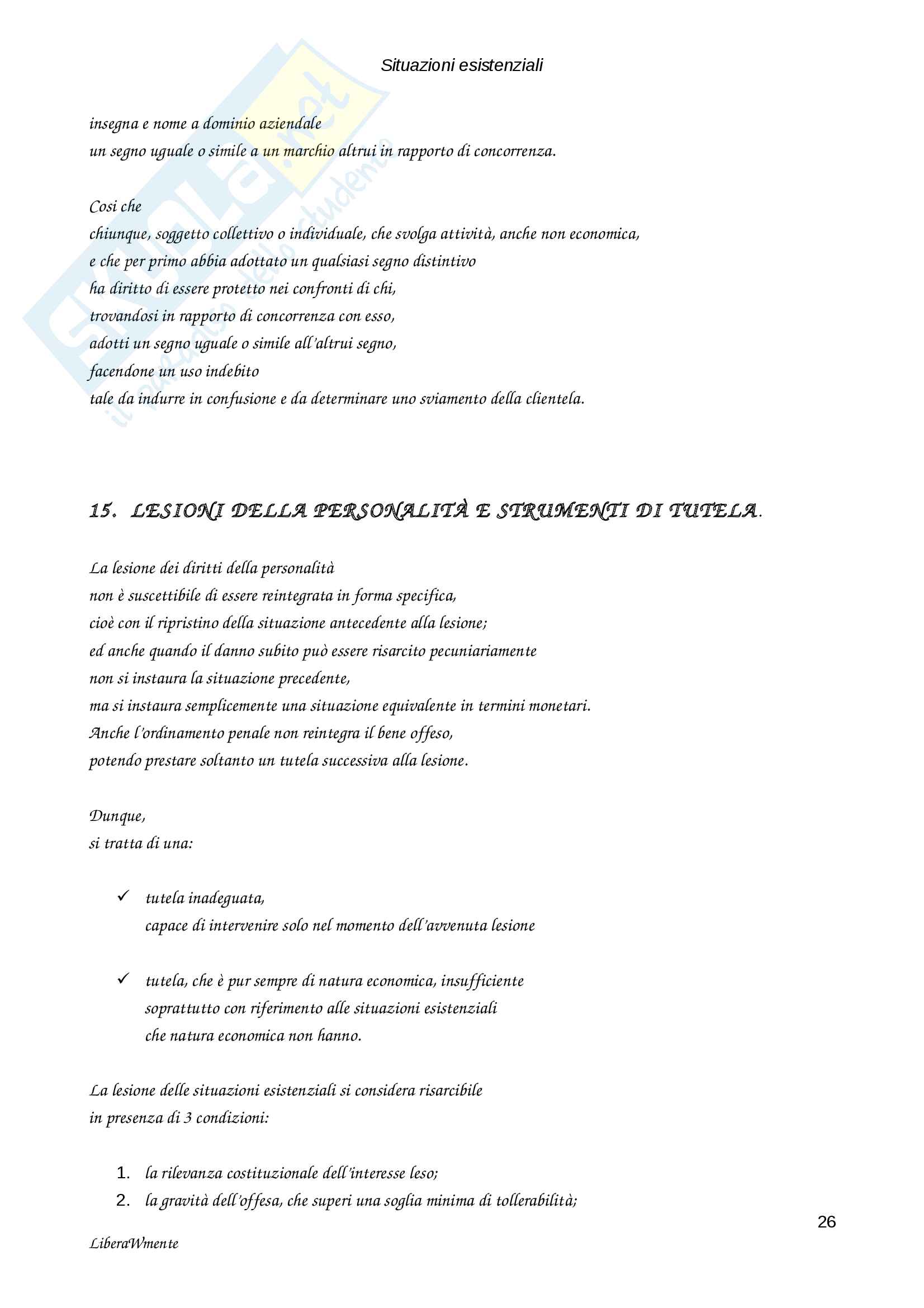 Riassunto esame di diritto privato, prof. Caterini, libro consigliato Manuale di diritto civile, Perlingeri (Parte terza_A. Situazioni esistenziali) Pag. 26