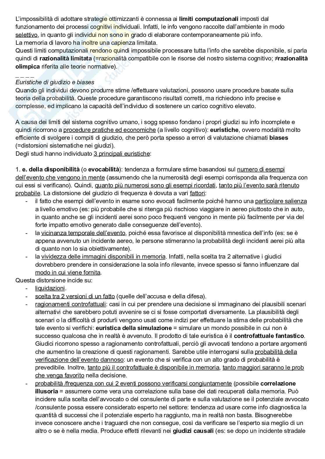 Riassunto esame Elementi di psicologia forense, Prof. Santirocchi Alessandro, libro consigliato Psicologia cognitiva per il diritto, Bona, Rumiati Pag. 26