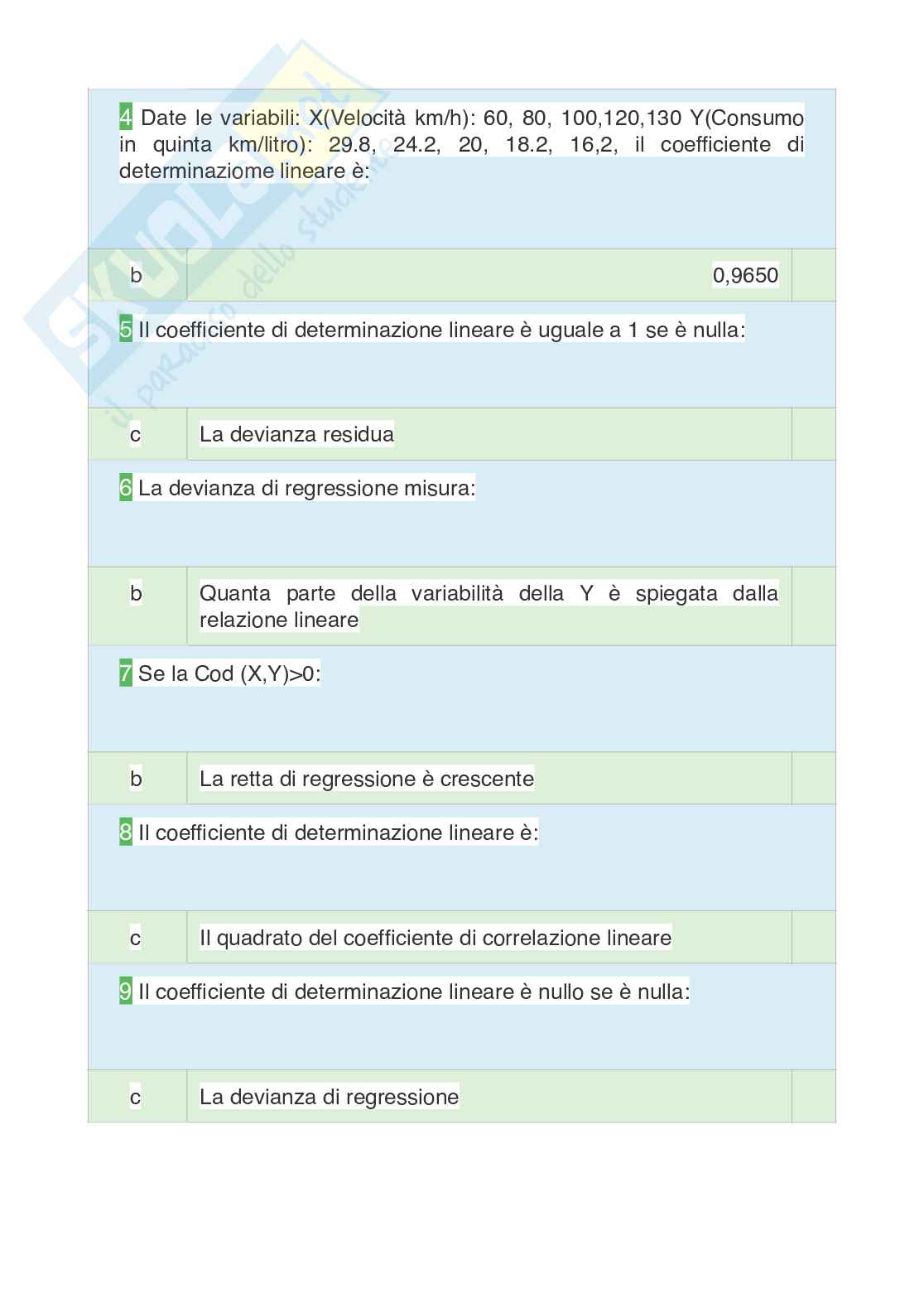 Tutte le 600 domande e risposte esame di Statistica - aggiornate a Novembre 2022 - 90 Pagine Pag. 21