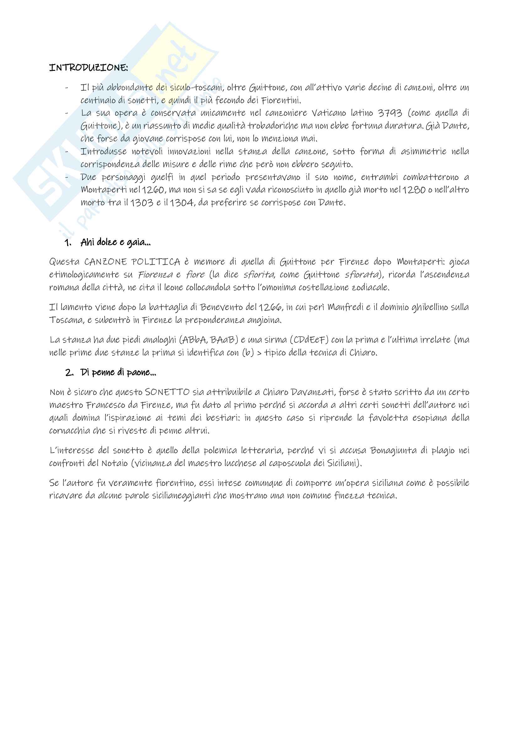 Riassunto esame Letteratura Italiana I, prof. Brambilla, libro consigliato Letteratura italiana delle origini, Contini Pag. 16
