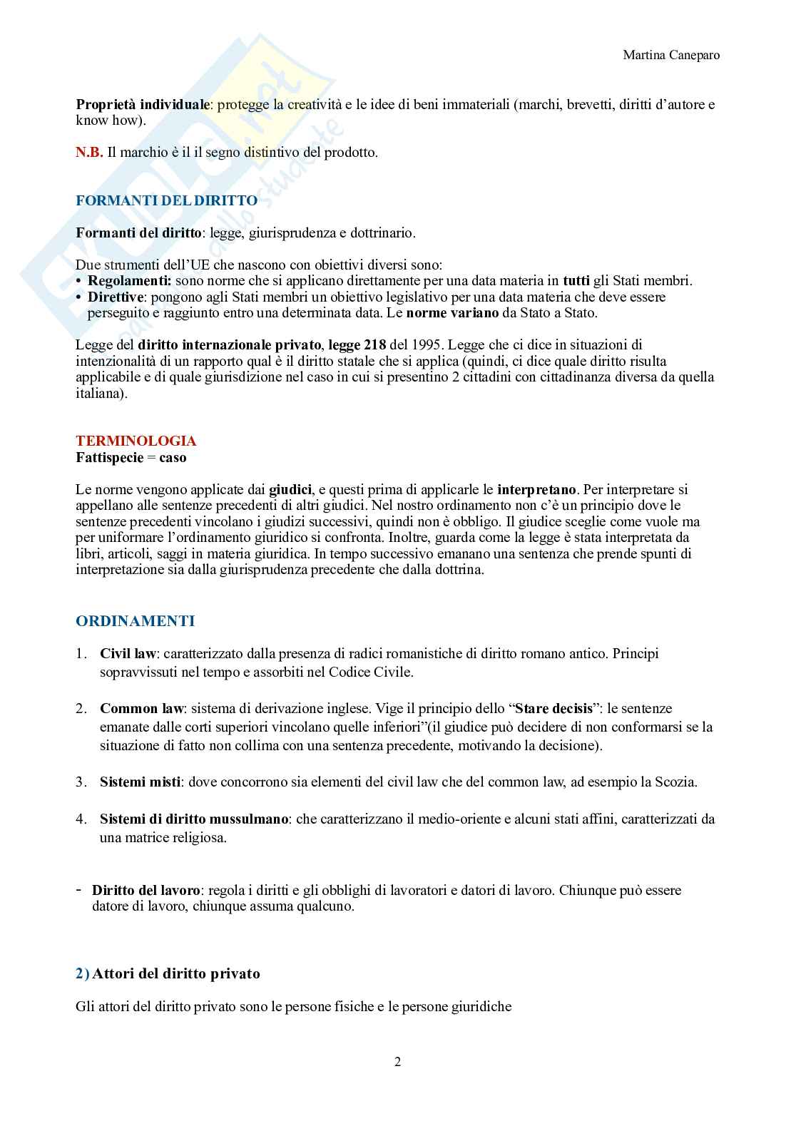 Diritto privato – Teoria (soggetti, diritti reali, obbligazioni, contratto) Pag. 2