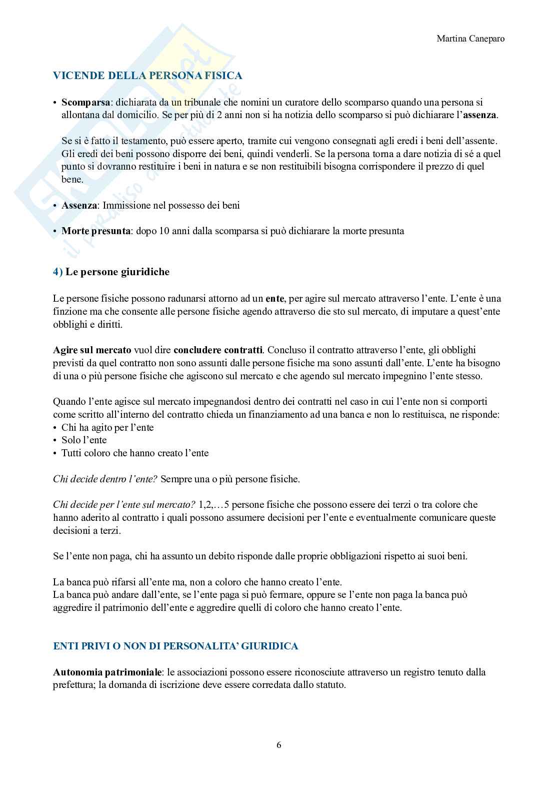 Diritto privato – Teoria (soggetti, diritti reali, obbligazioni, contratto) Pag. 6