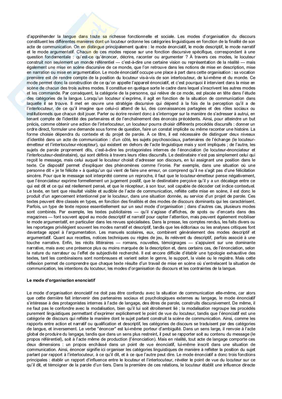 Riassunto esame Lingua francese II, Prof. Floquet Oreste, libro consigliato Grammaire du sens et de l'expression , Charaudeau  Pag. 2