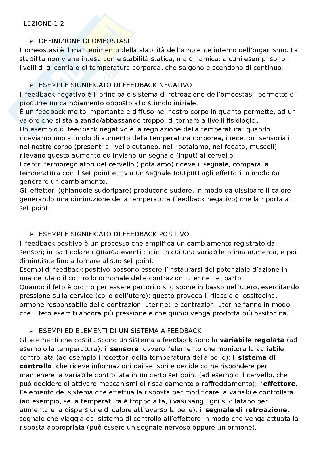 Domande aperte con risposte che escono sempre all'esame di Fisiologia umana Pag. 1